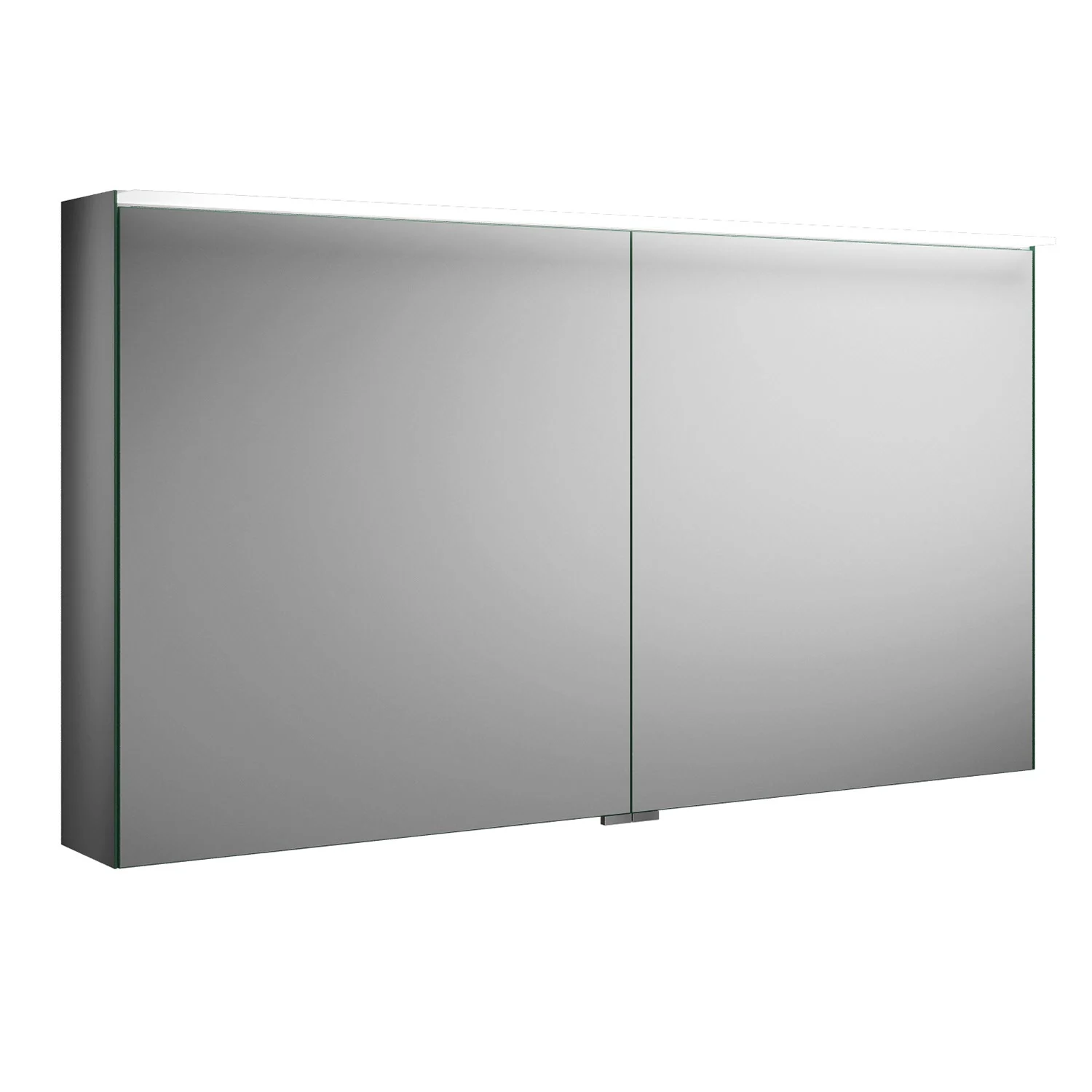 burgbad Fiumo Spiegelschrank mit LED-Aufsatzleuchte 120,6 x 20 x 67 cm, 2 Spiegeltüren Schweizer Ausführung