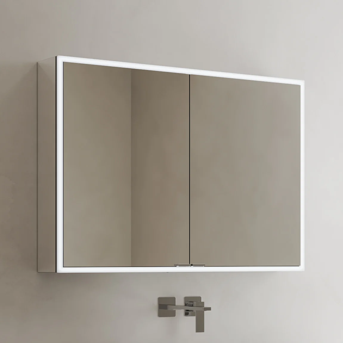 Kronenbach Cube 2.0 Spiegelschrank 100 cm, Aufputz, 2-türig