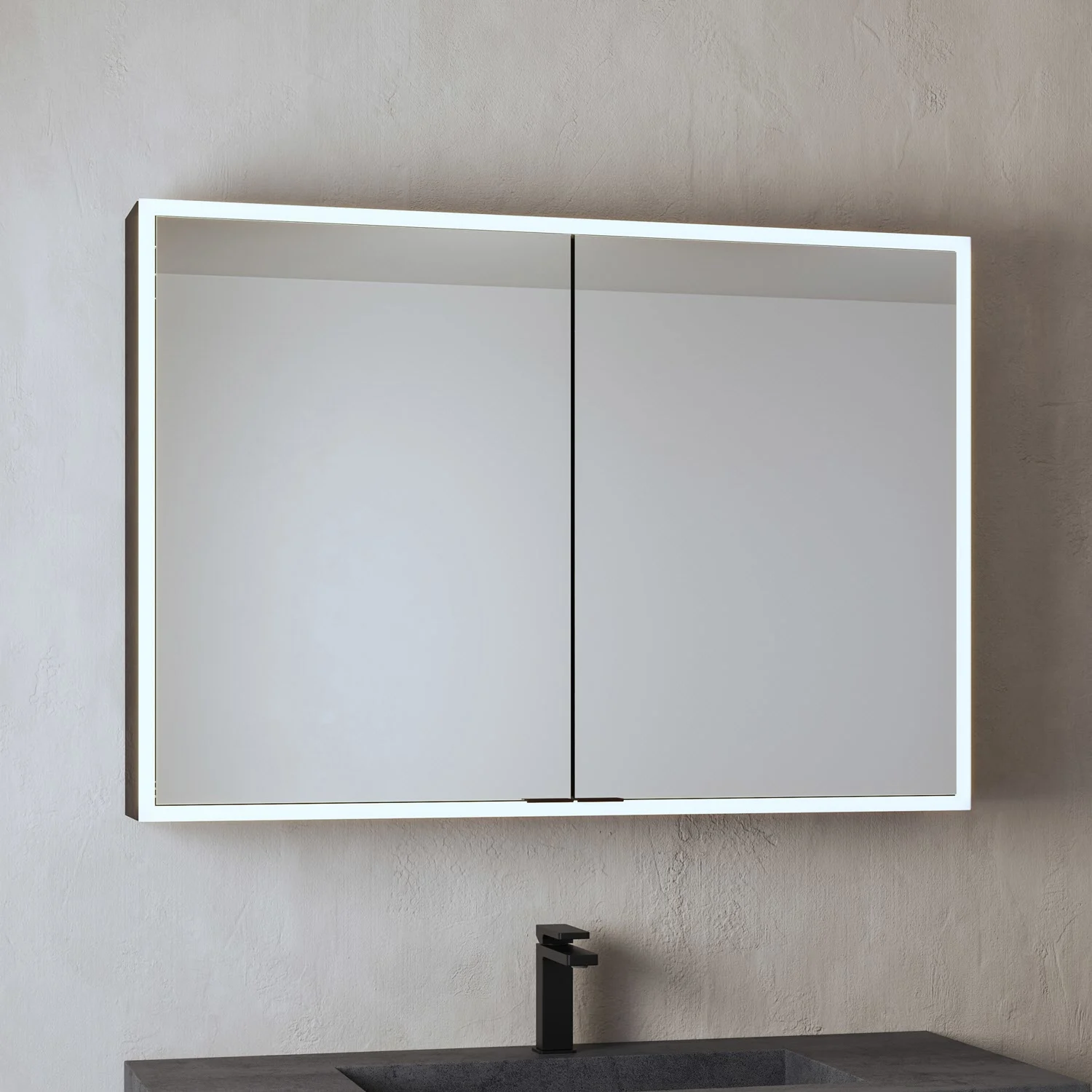 ALLUVION Pluto Spiegelschrank 100 cm, Aufputz, 2-türig