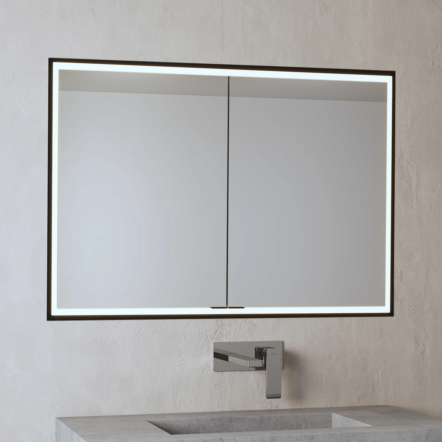 ALLUVION Pluto Spiegelschrank 100 cm, Unterputz, 2-türig