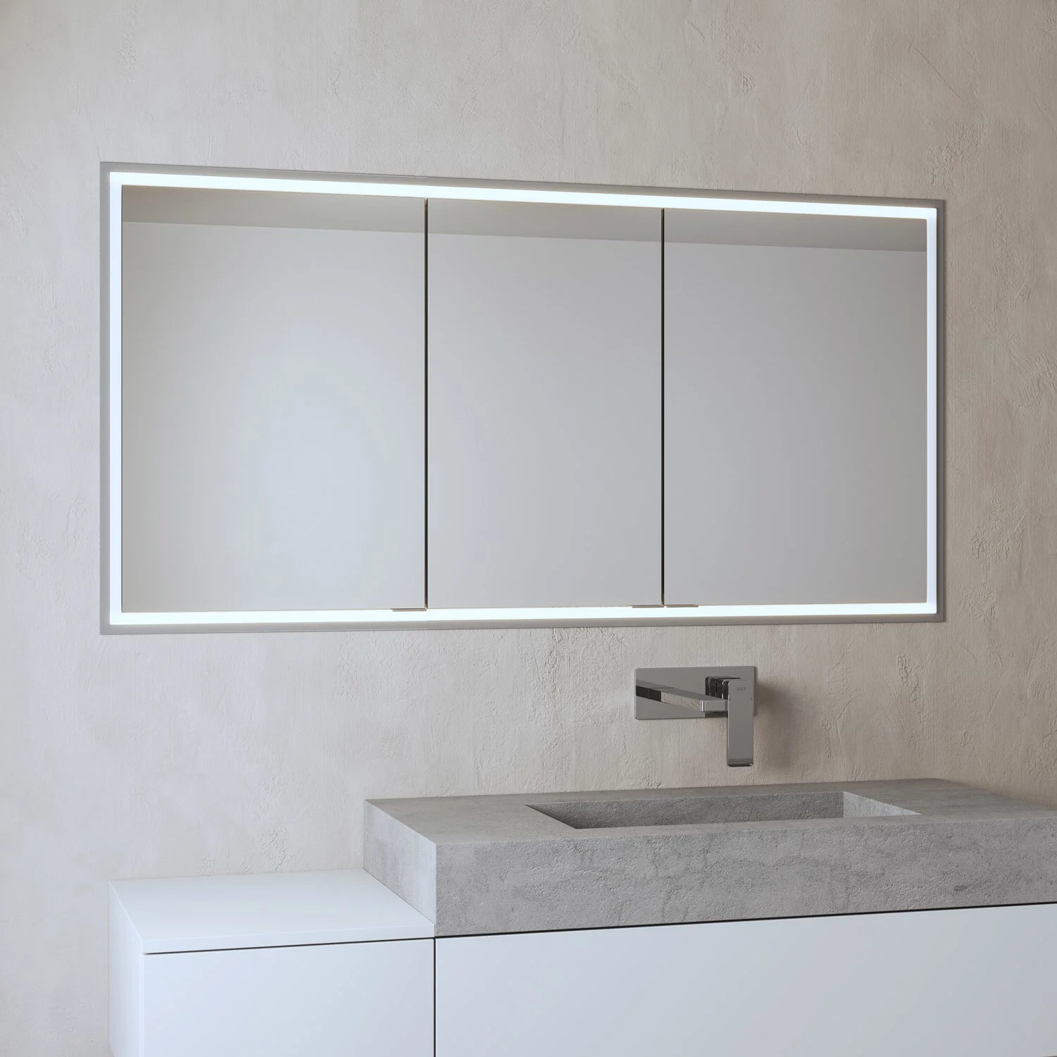 ALLUVION Pluto Spiegelschrank 140 cm, Unterputz, 3-türig