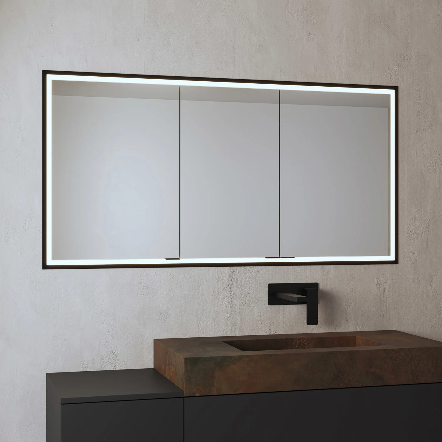 ALLUVION Pluto Spiegelschrank 140 cm, Unterputz, 3-türig ALLUVION Pluto Spiegelschrank 140 cm, Unterputz, 3-türig
