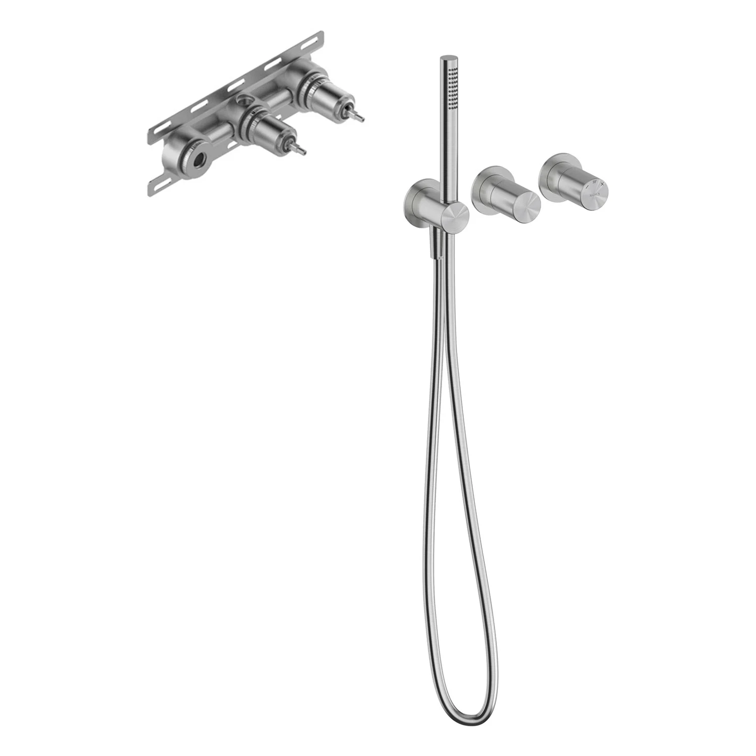 ALLUVION Juno Edelstahl Unterputz Brausearmatur mit Stabhandbrause-Set und 2 Wege Umsteller, incl. Grundkörper