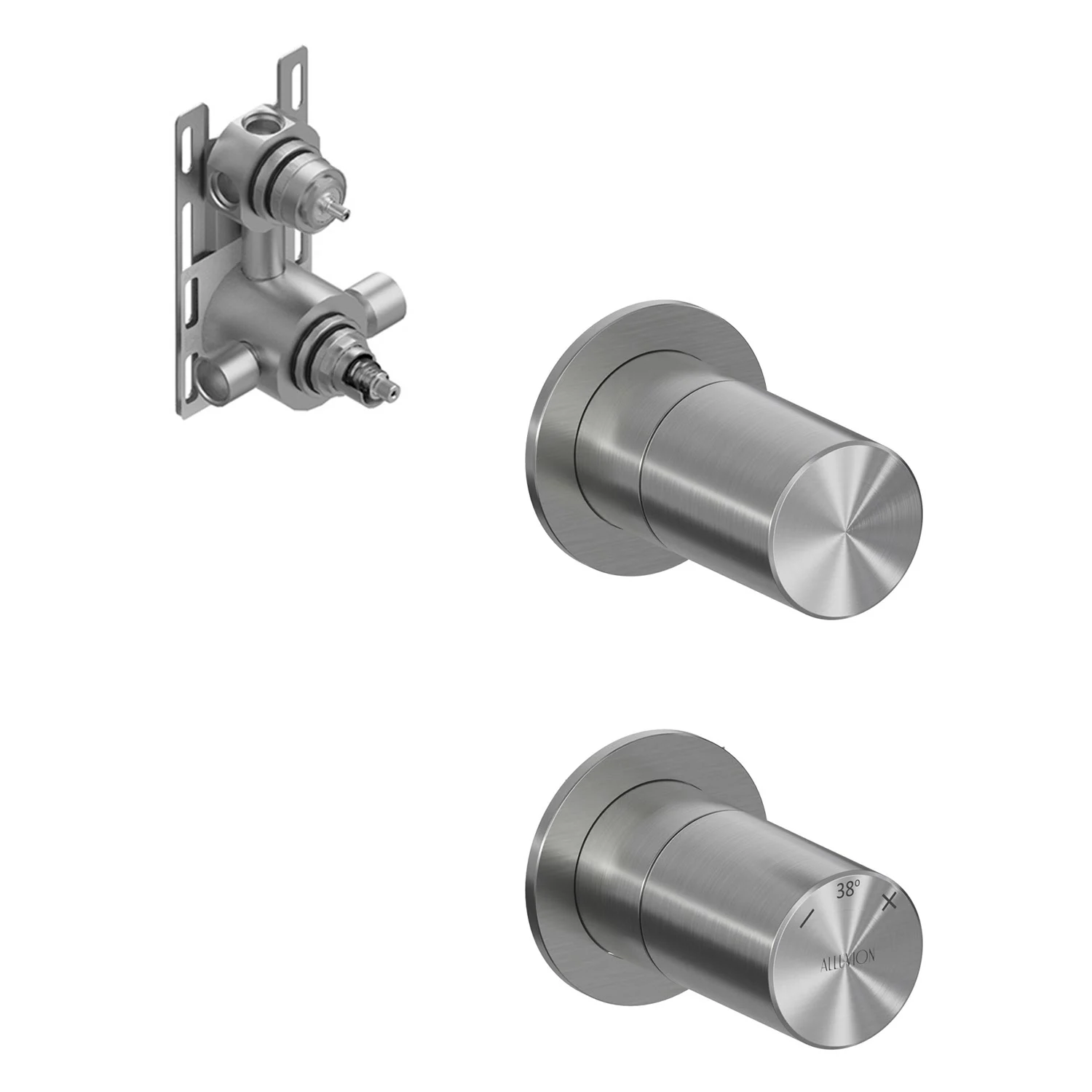 ALLUVION Juno Edelstahl Unterputz Brausethermostat mit 2 Wege Umsteller, incl. Grundkörper
