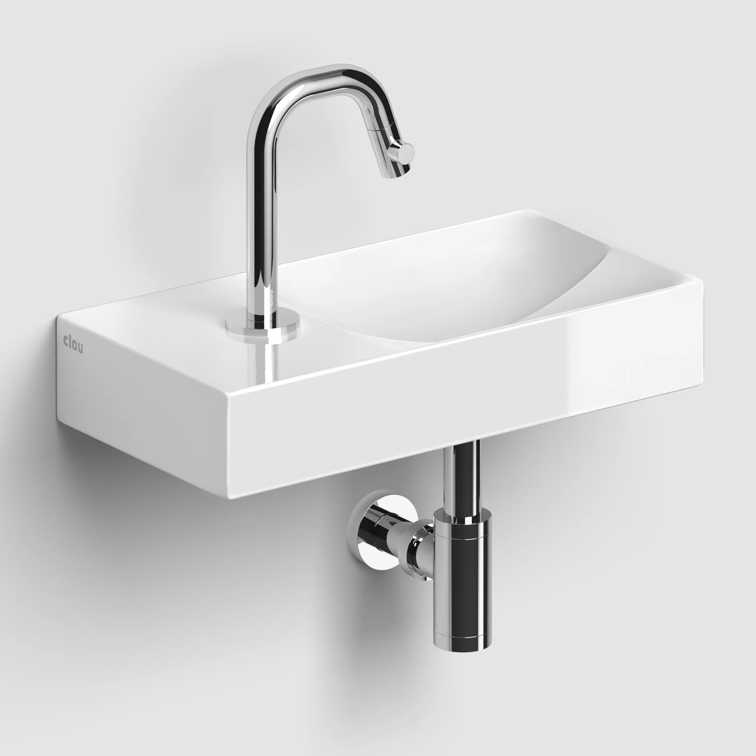 Clou Vale Left Keramik - Handwaschbecken 38 cm mit Hahnloch