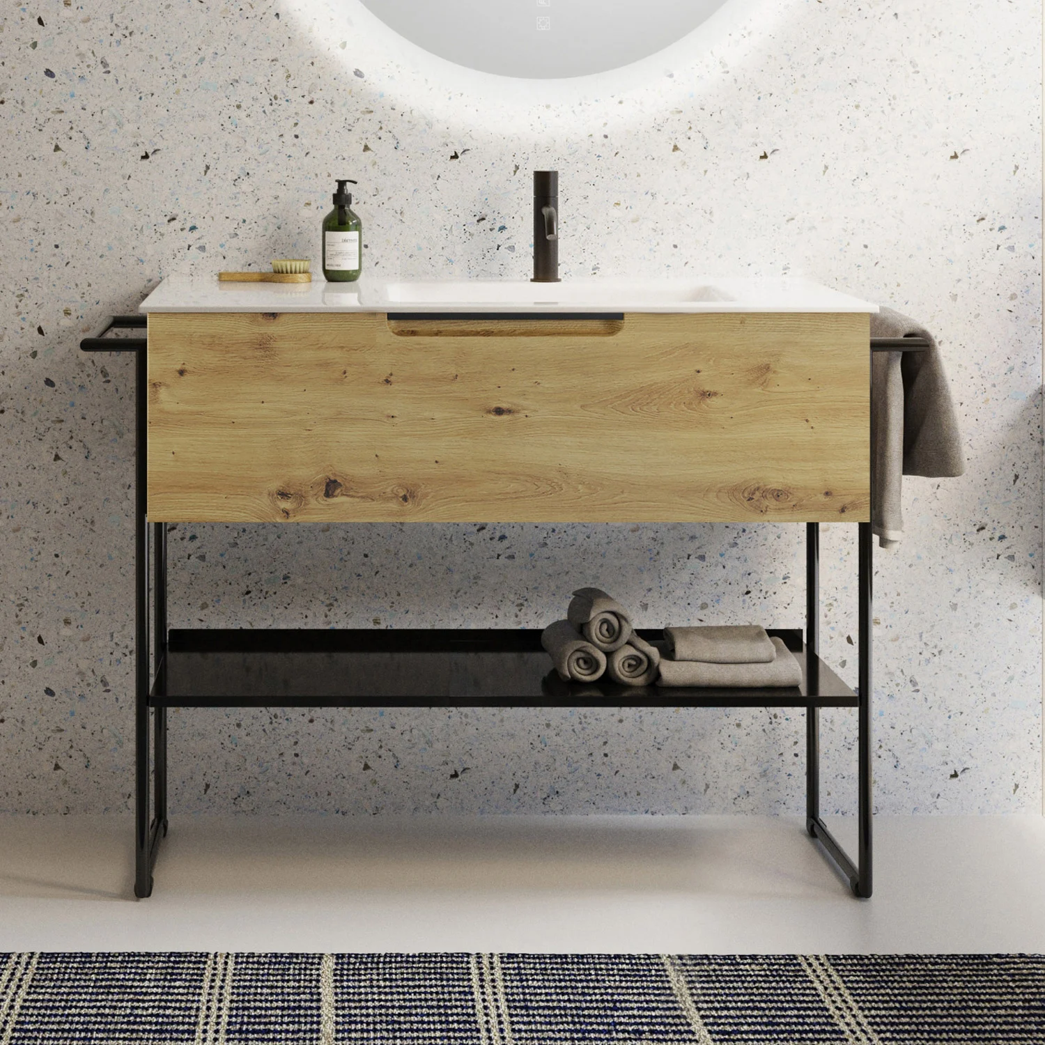 burgbad Ilo Waschtisch mit Waschtischunterschrank 112 x 31 cm, 1 Auszug