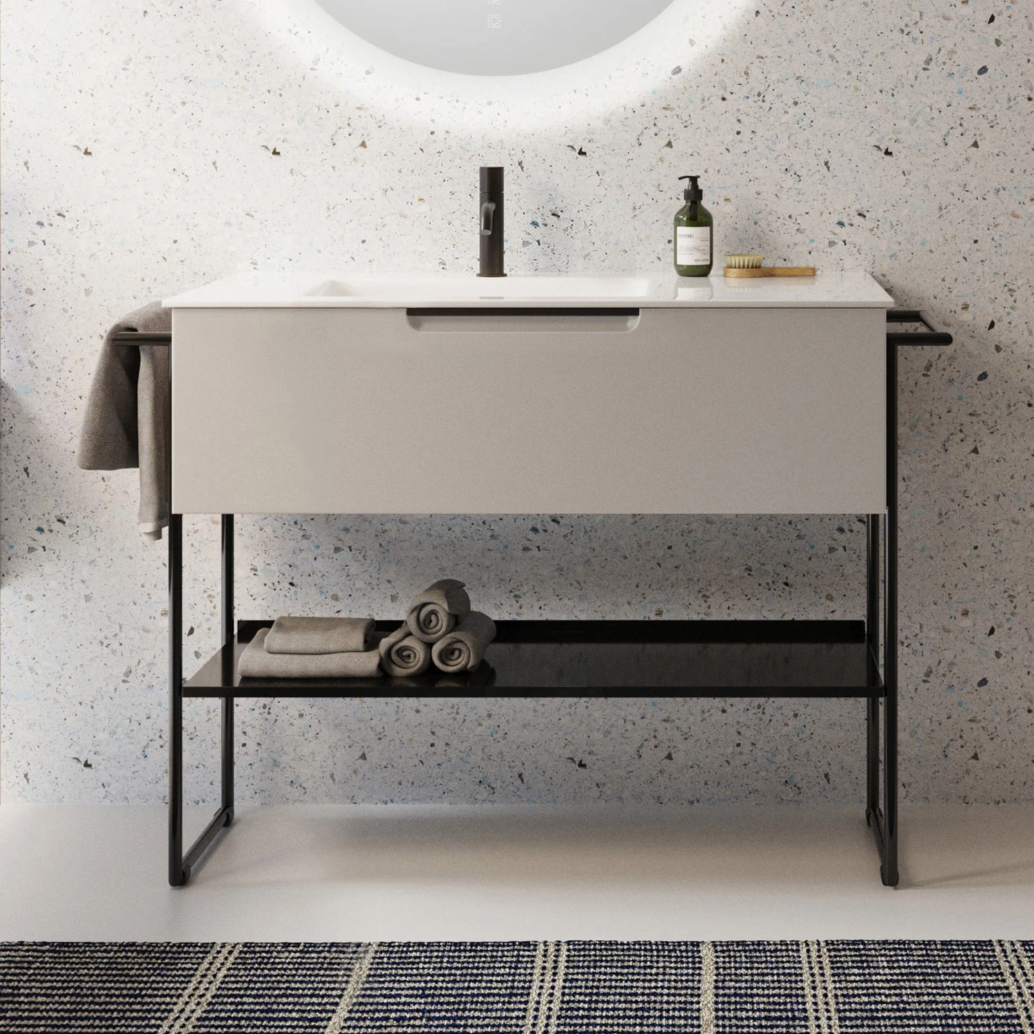 burgbad Ilo Waschtisch mit Waschtischunterschrank 112 x 31 cm, 1 Auszug