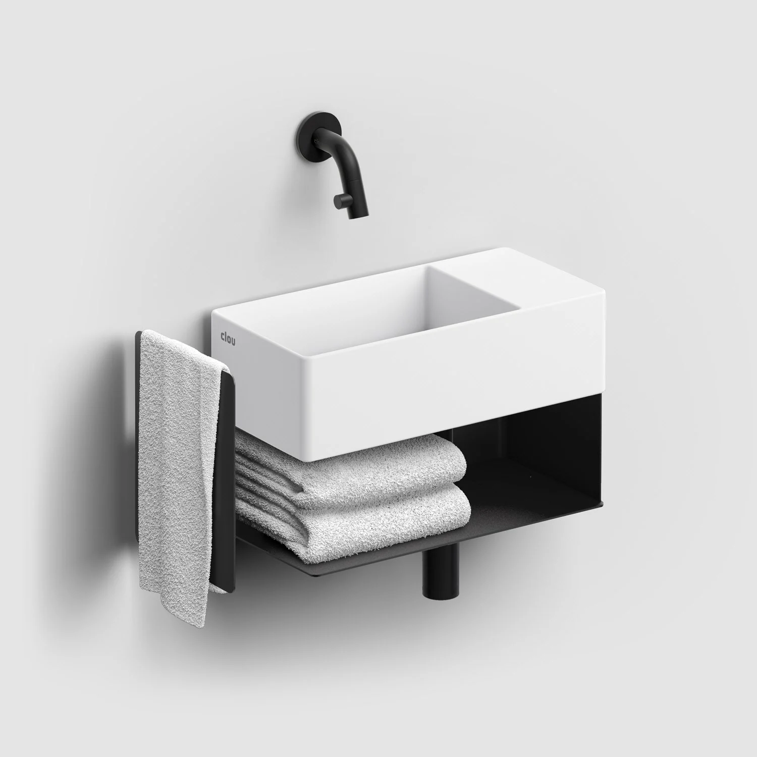 Clou New Flush 3 Right Aluite - Handwaschbecken 35 cm mit offenem Unterschrank