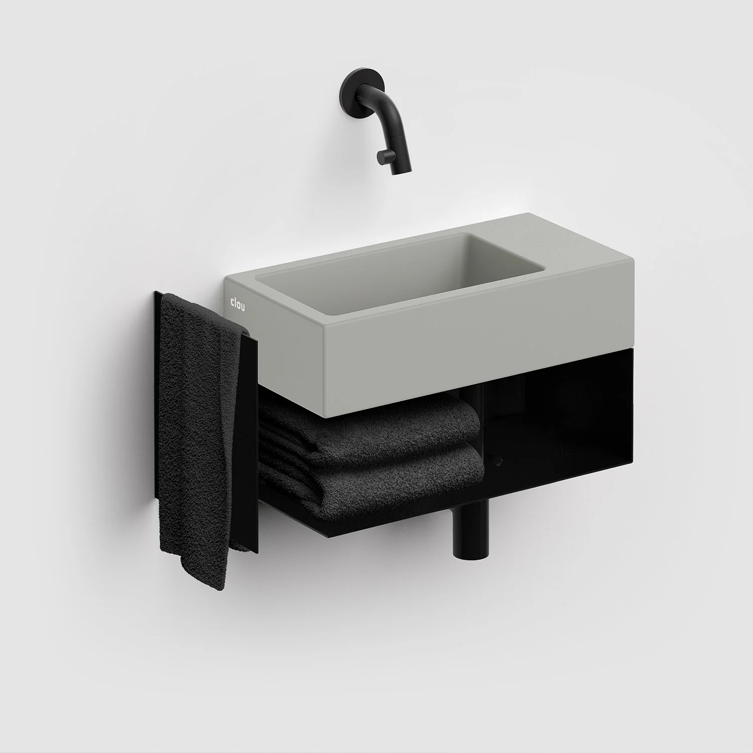 Clou Flush 3 Right Keramik - Handwaschbecken 36 cm mit offenem Unterschrank