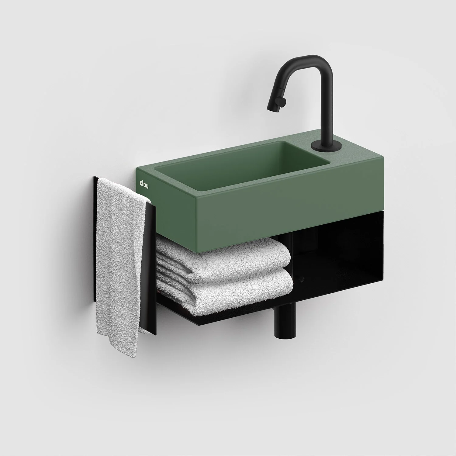 Clou Flush 3 Right Keramik - Handwaschbecken 36 cm mit offenem Unterschrank