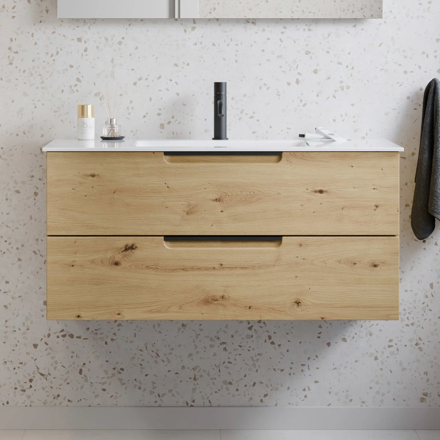 burgbad Ilo Waschtisch mit Waschtischunterschrank 102 x 49 cm, 1 Auszug, 1 Schublade