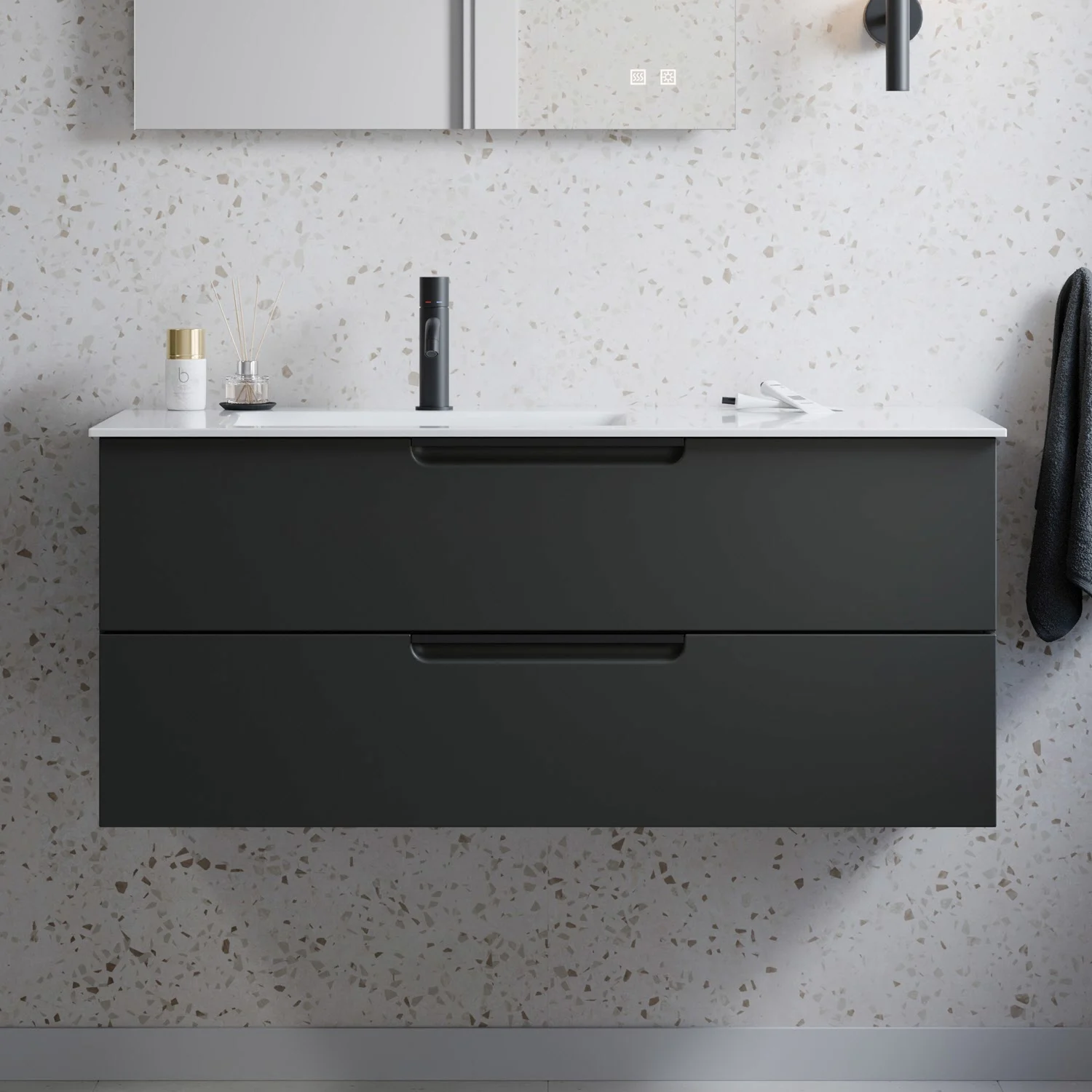 burgbad Ilo Waschtisch mit Waschtischunterschrank 112 x 49 cm, 1 Auszug, 1 Schublade