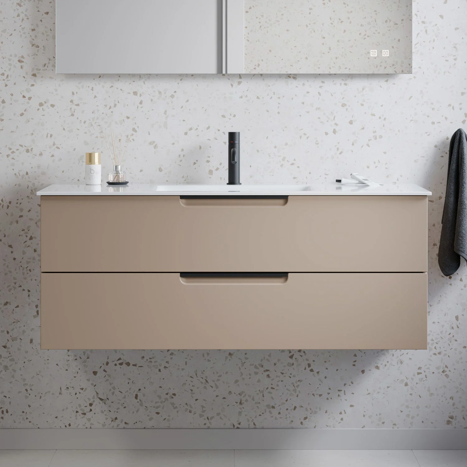 burgbad Ilo Waschtisch mit Waschtischunterschrank 122 x 49 cm, 1 Auszug, 1 Schublade