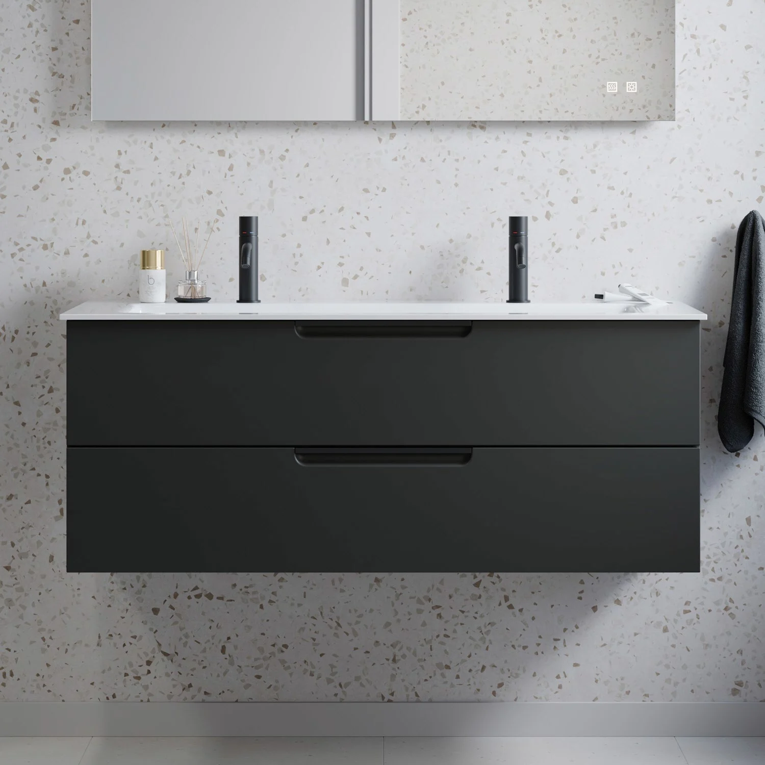 burgbad Ilo Waschtisch mit Waschtischunterschrank 122 x 49 cm, 1 Auszug, 1 Schublade