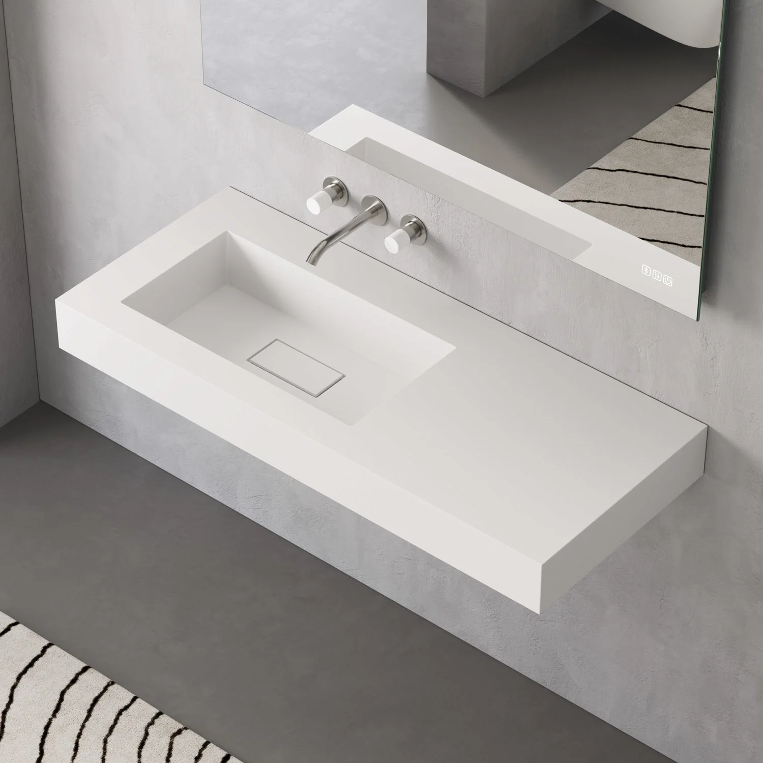 ALLUVION Eros Waschtisch 120 cm, ohne Hahnloch, Becken links