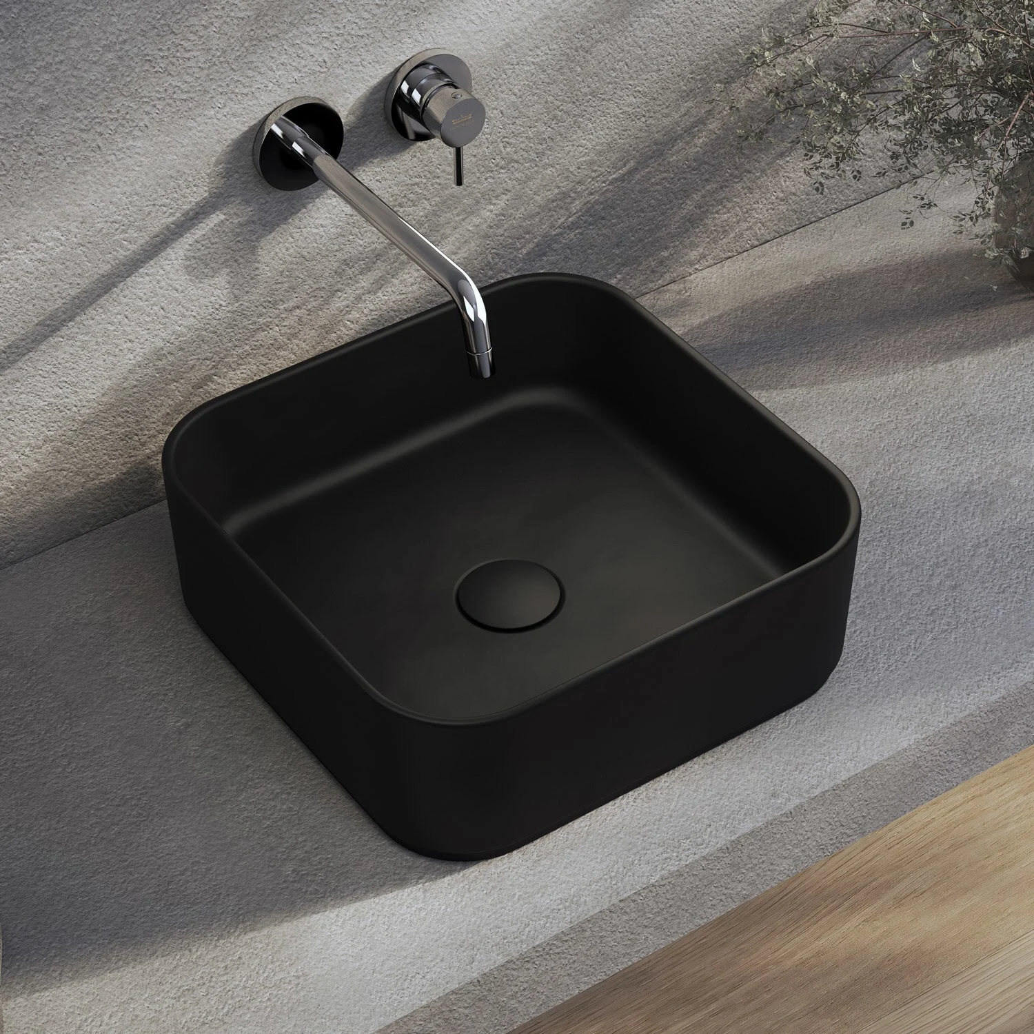 Kronenbach Cube Black Edition Aufsatzwaschtisch 38,5 x 38,5 cm