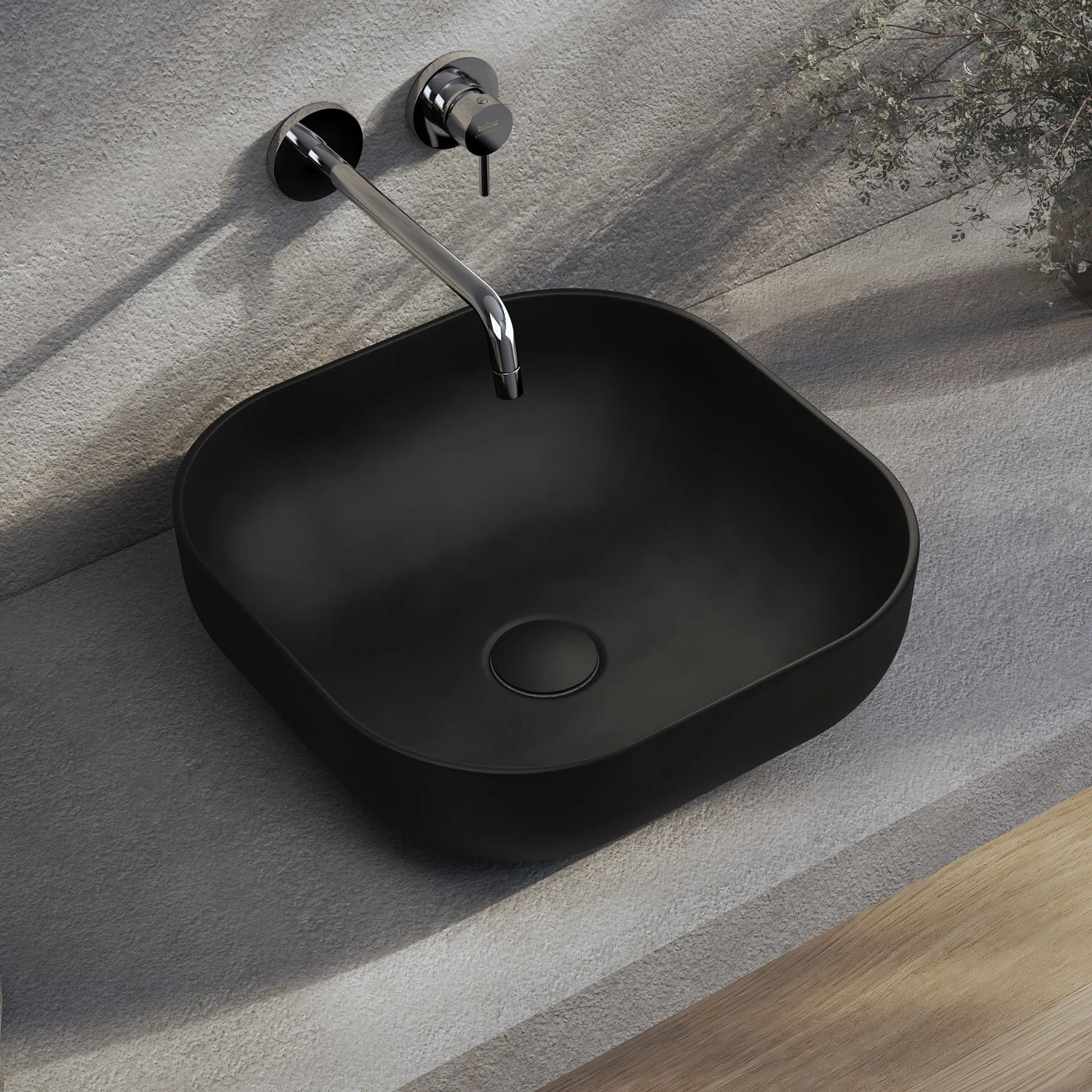 Kronenbach Cube Black Edition Aufsatzwaschtisch 42 x 42 cm