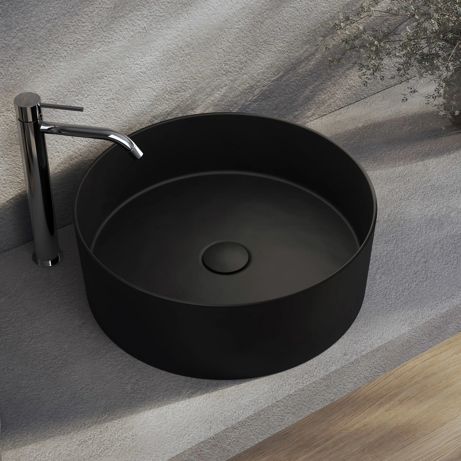 Kronenbach Tube Black Edition Aufsatzwaschtisch Ø 46 cm