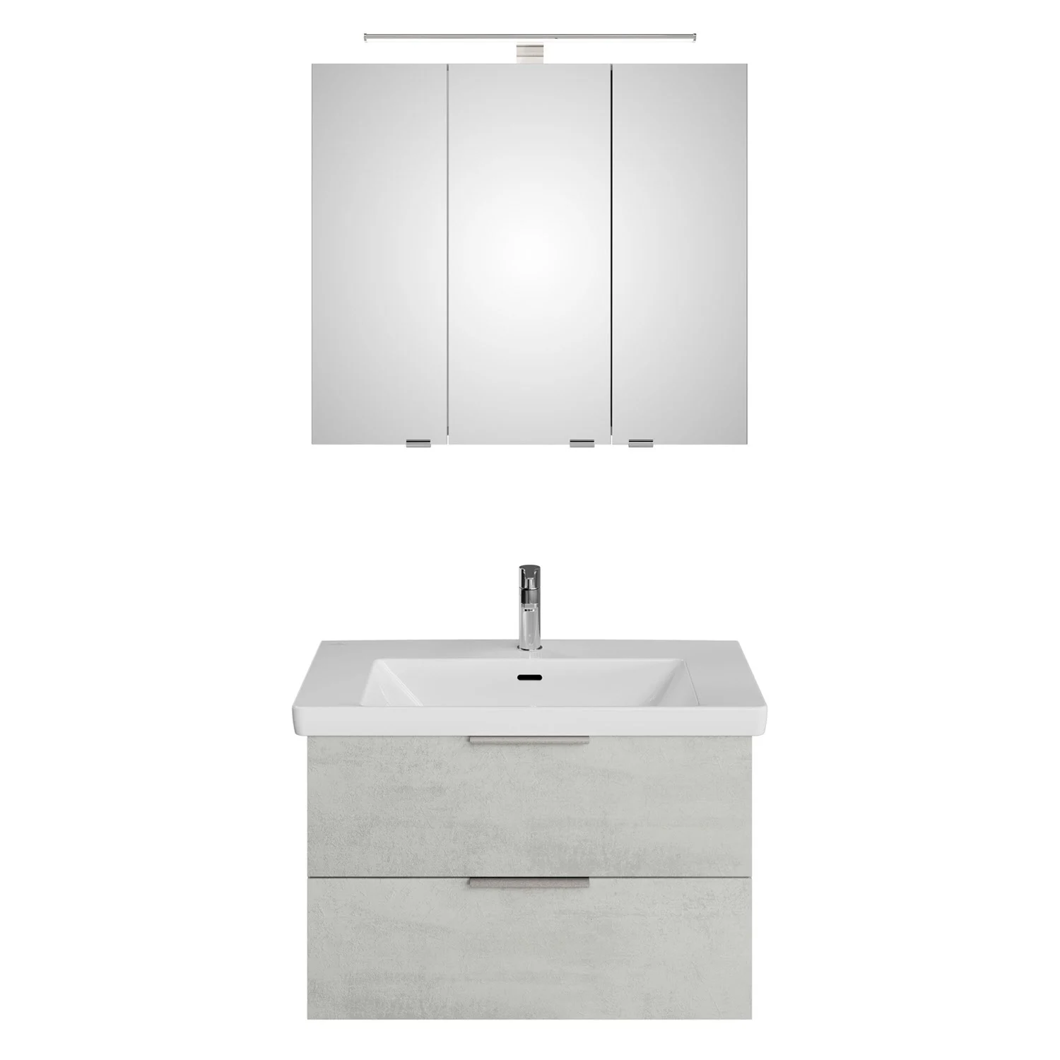 Steinkamp Living 2.0 / Villeroy & Boch Subway 3.0 Badmöbel Set 80 cm mit Spiegelschrank