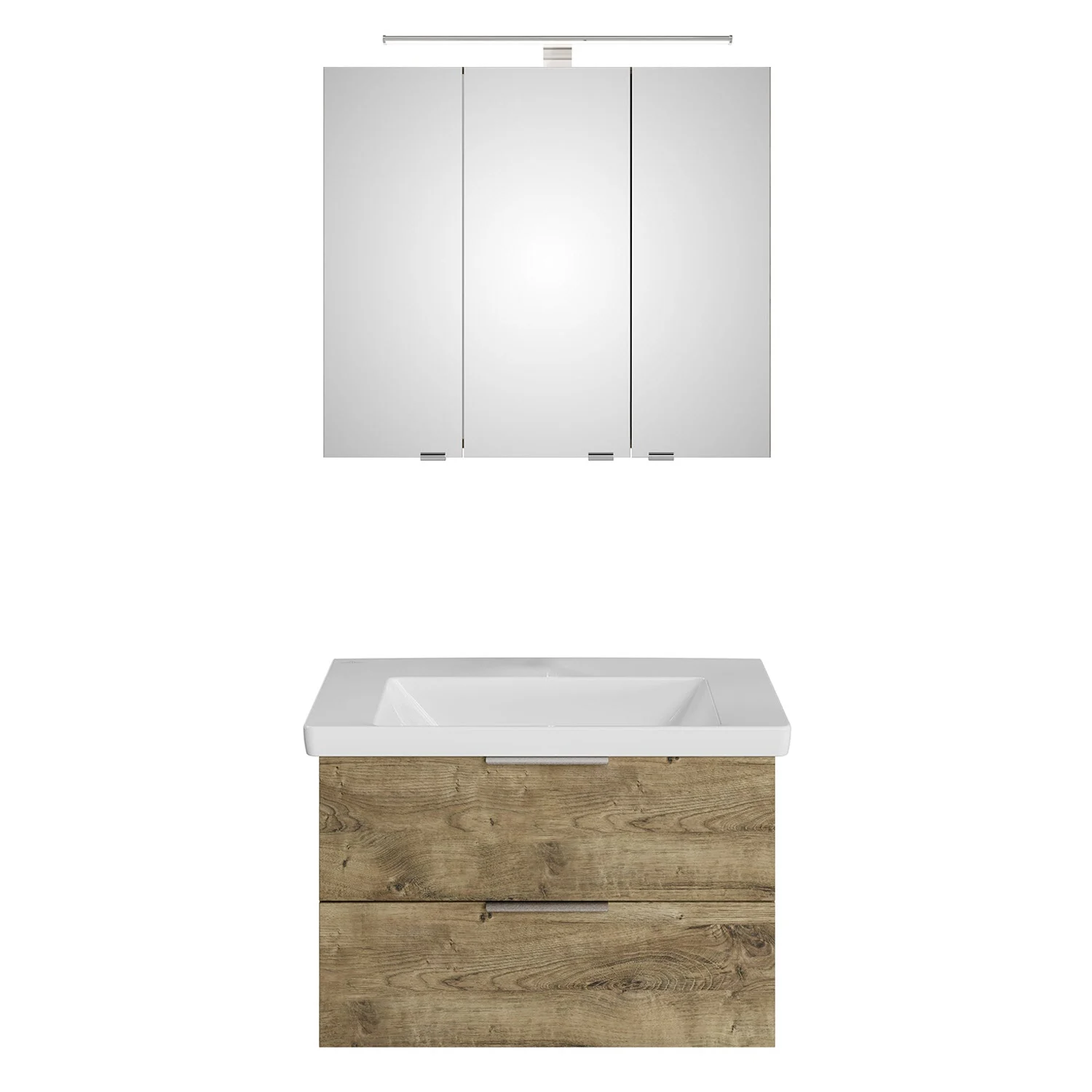 Steinkamp Living 2.0 / Villeroy & Boch Subway 3.0 Badmöbel Set 80 cm mit Spiegelschrank