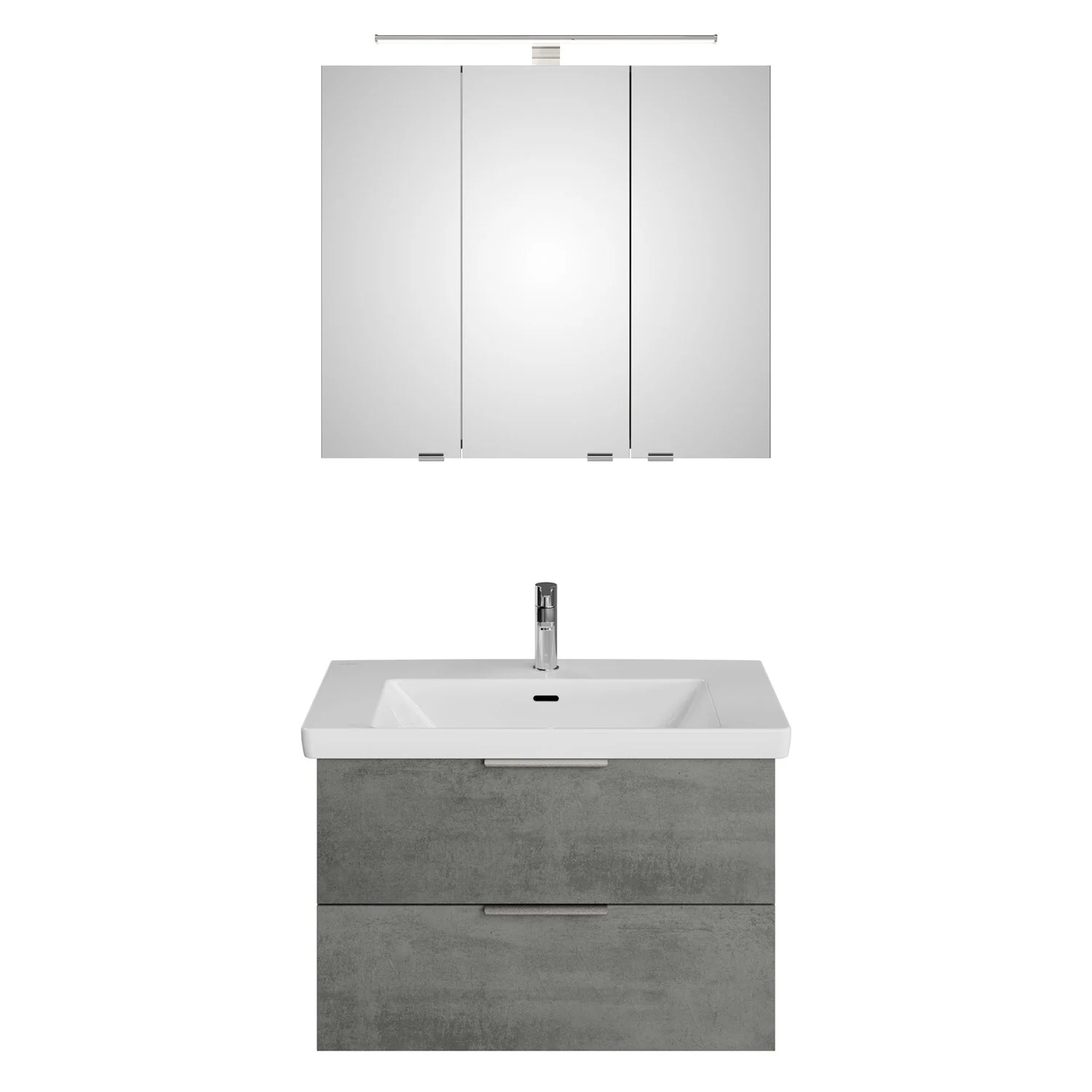 Steinkamp Living 2.0 / Villeroy & Boch Subway 3.0 Badmöbel Set 80 cm mit Spiegelschrank