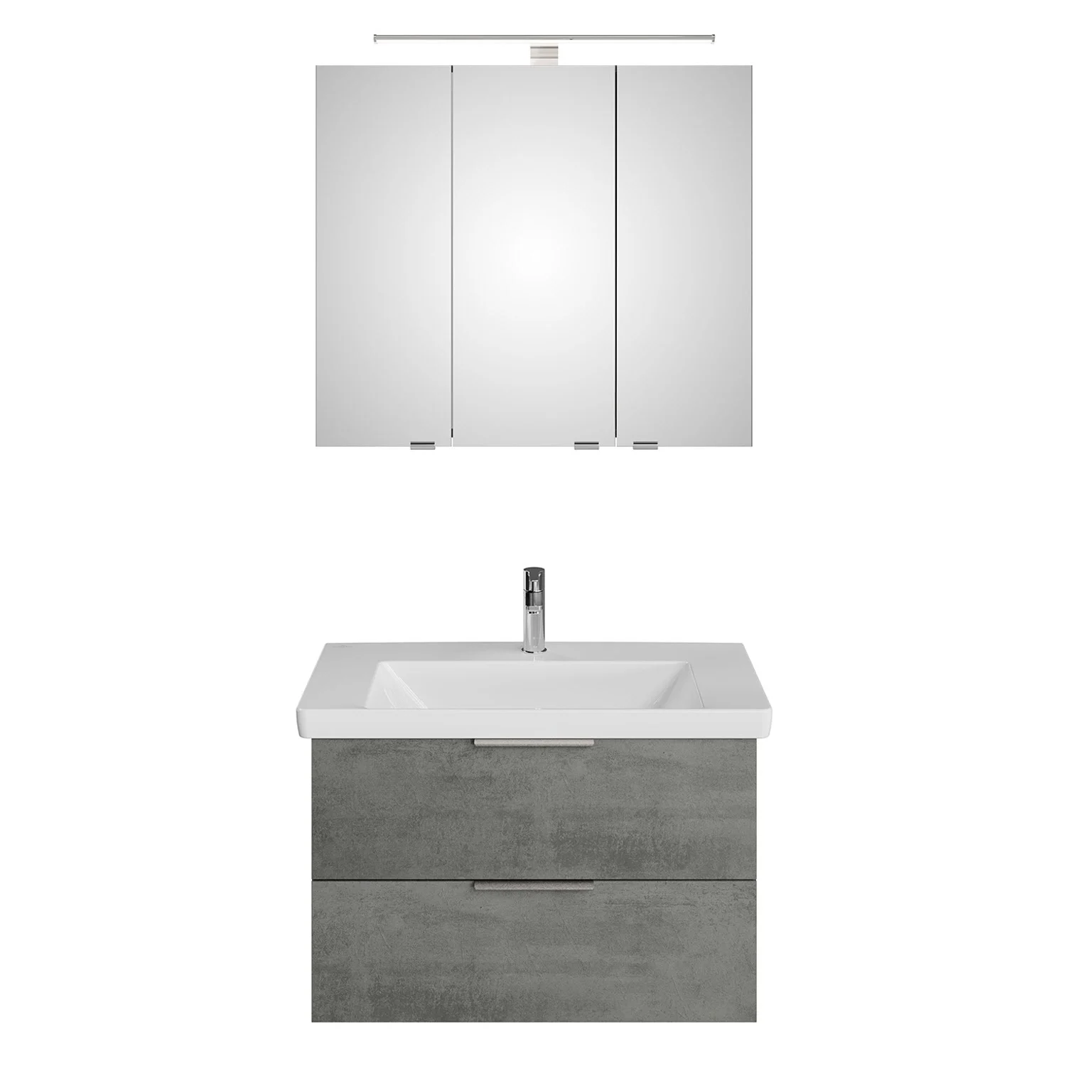 Steinkamp Living 2.0 / Villeroy & Boch Subway 3.0 Badmöbel Set 80 cm mit Spiegelschrank