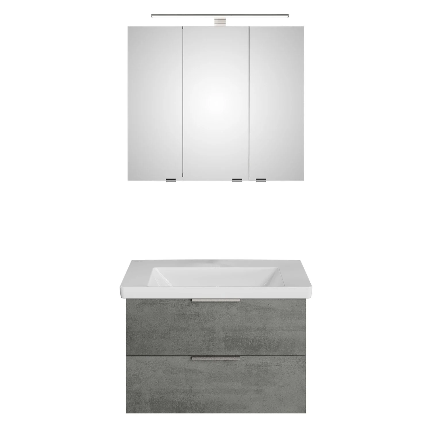 Steinkamp Living 2.0 / Villeroy & Boch Subway 3.0 Badmöbel Set 80 cm mit Spiegelschrank