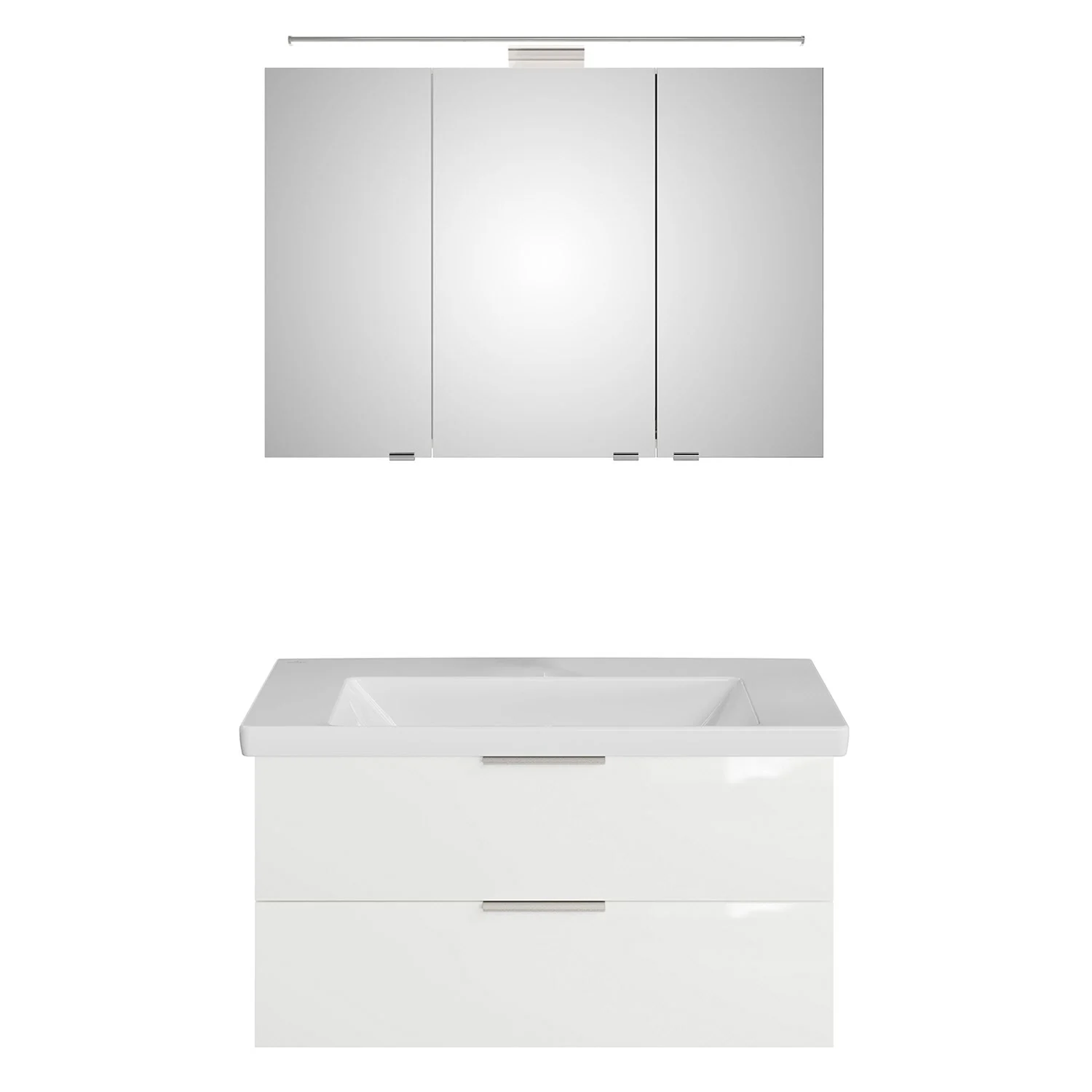 Steinkamp Living 2.0 / Villeroy & Boch Subway 3.0 Badmöbel Set 100 cm mit Spiegelschrank