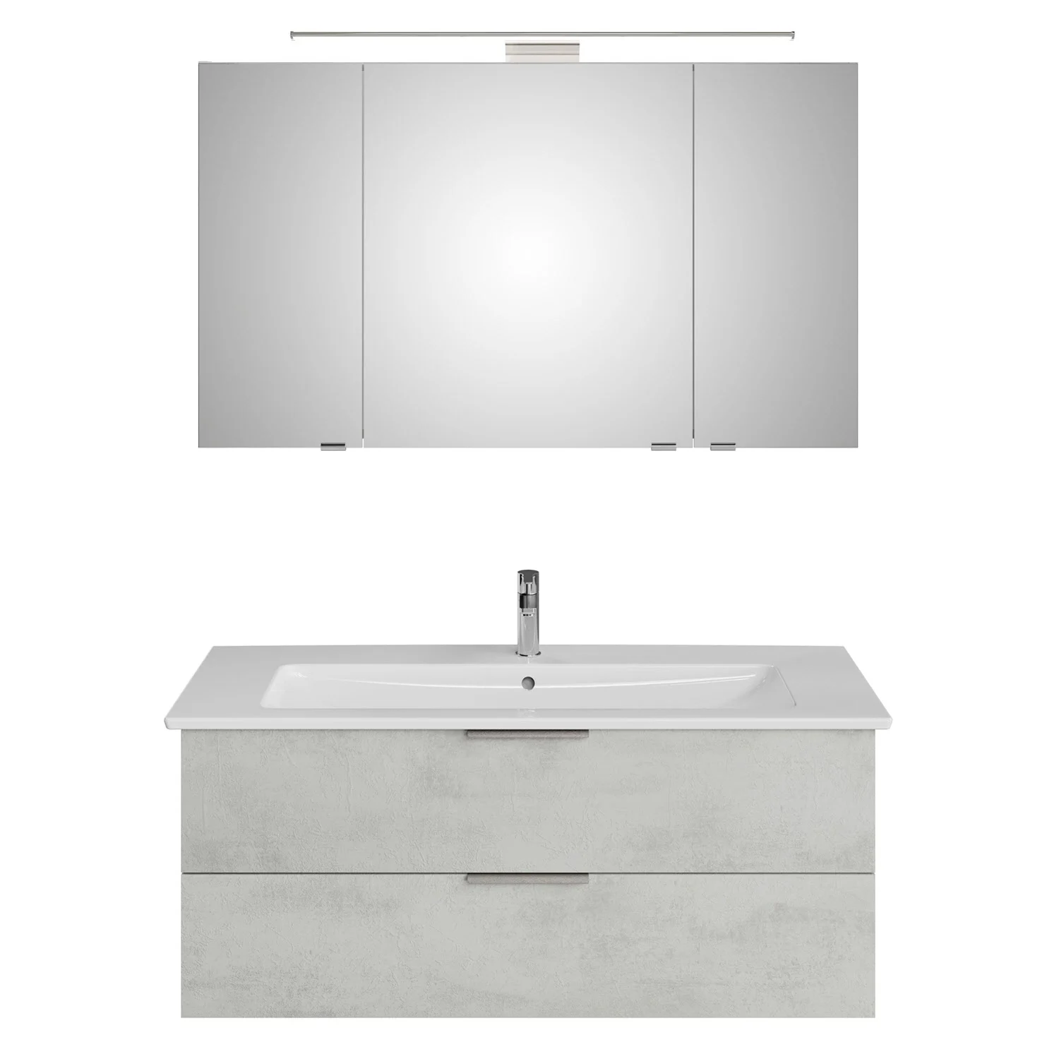 Steinkamp Living 2.0 / Villeroy & Boch Venticello CeramicPlus Badmöbel Set 120 cm mit Spiegelschrank, 3 Drehtüren