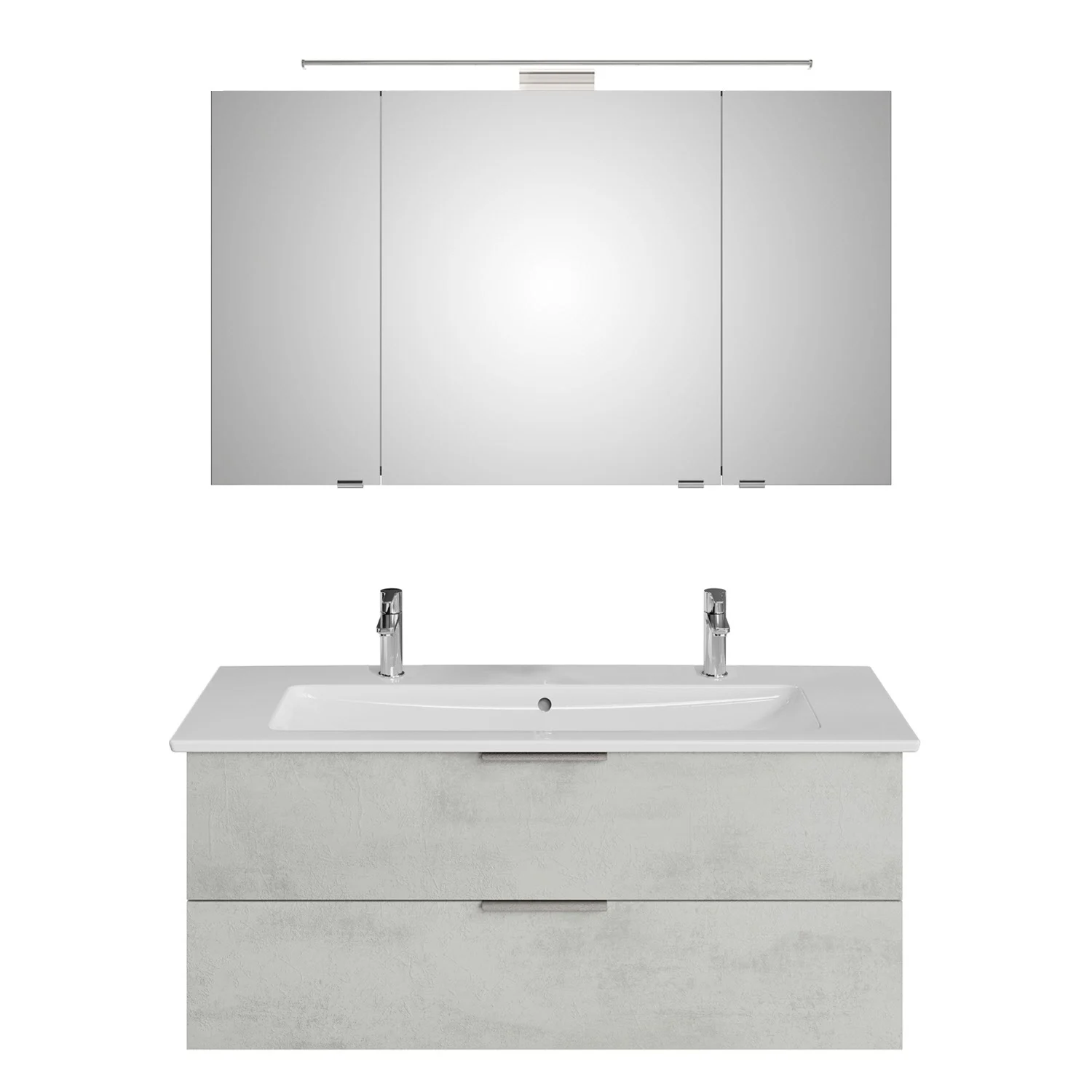 Steinkamp Living 2.0 / Villeroy & Boch Venticello CeramicPlus Badmöbel Set 120 cm mit Spiegelschrank, 3 Drehtüren