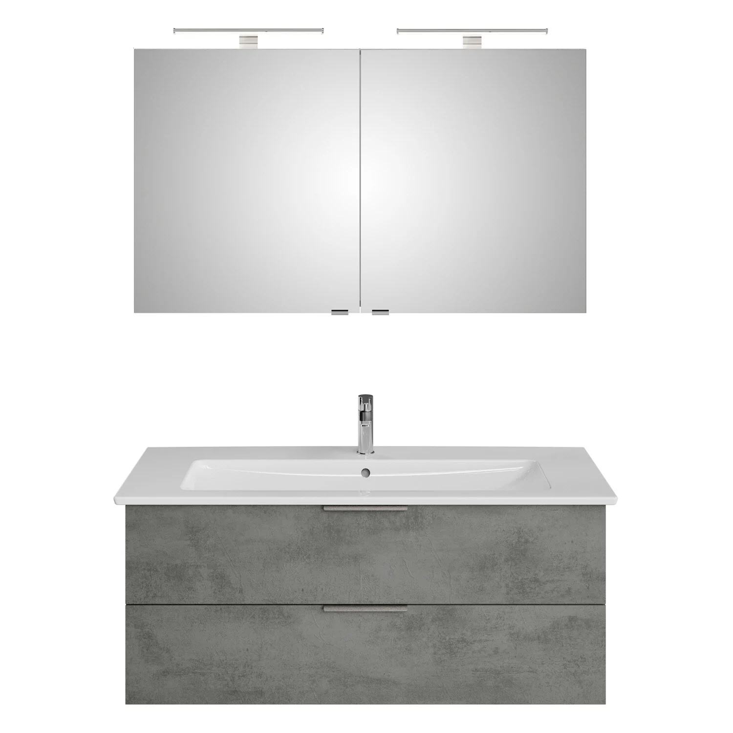 Steinkamp Living 2.0 / Villeroy & Boch Venticello CeramicPlus Badmöbel Set 120 cm mit Spiegelschrank, 2 Drehtüren