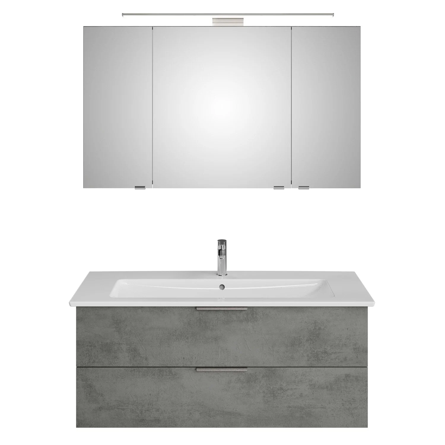 Steinkamp Living 2.0 / Villeroy & Boch Venticello CeramicPlus Badmöbel Set 120 cm mit Spiegelschrank, 3 Drehtüren