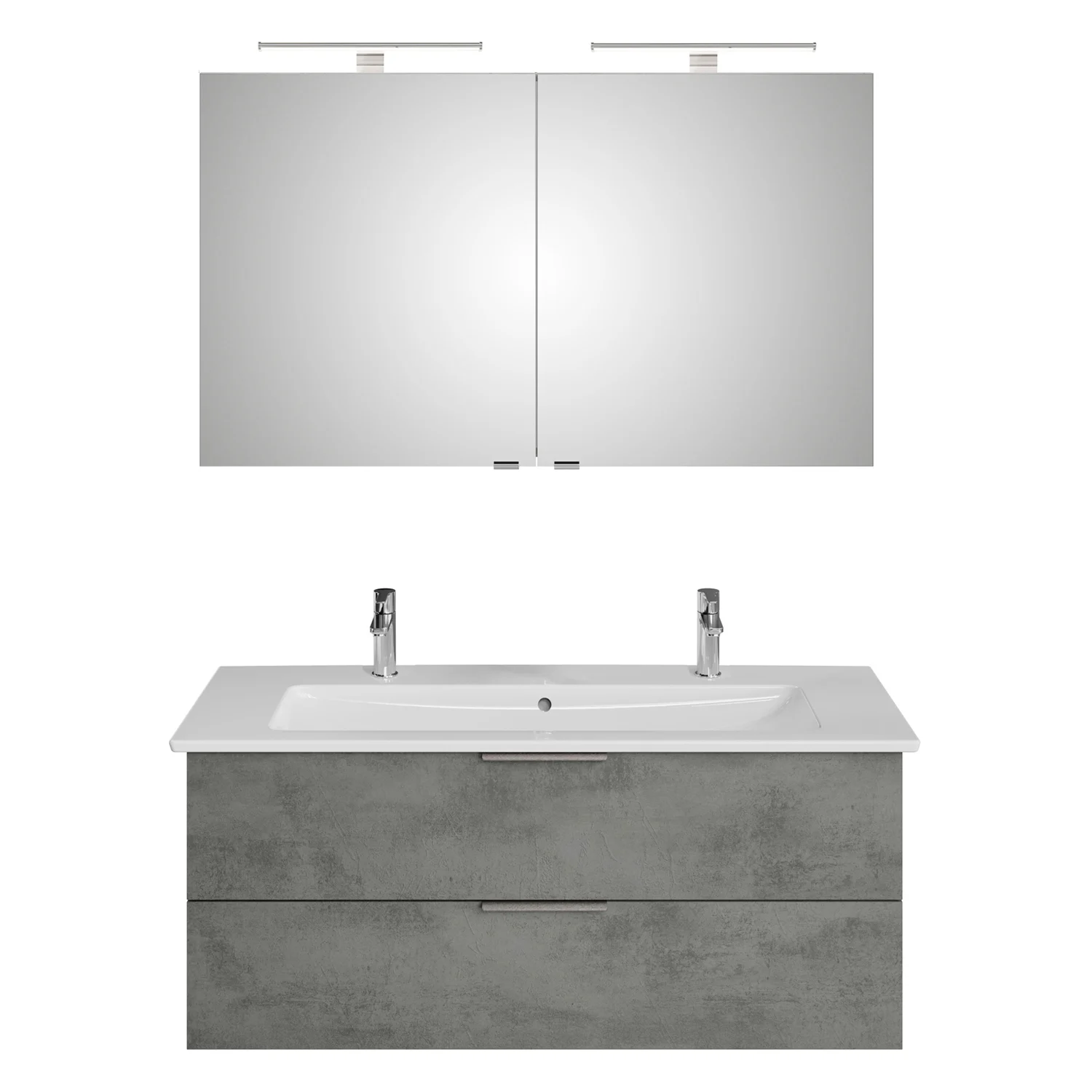 Steinkamp Living 2.0 / Villeroy & Boch Venticello CeramicPlus Badmöbel Set 120 cm mit Spiegelschrank, 2 Drehtüren