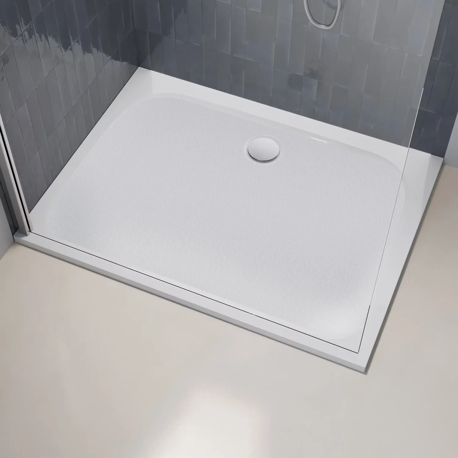 pianura Emilia mineral Duschwanne 90 x 80 x 3 cm mit Antirutsch