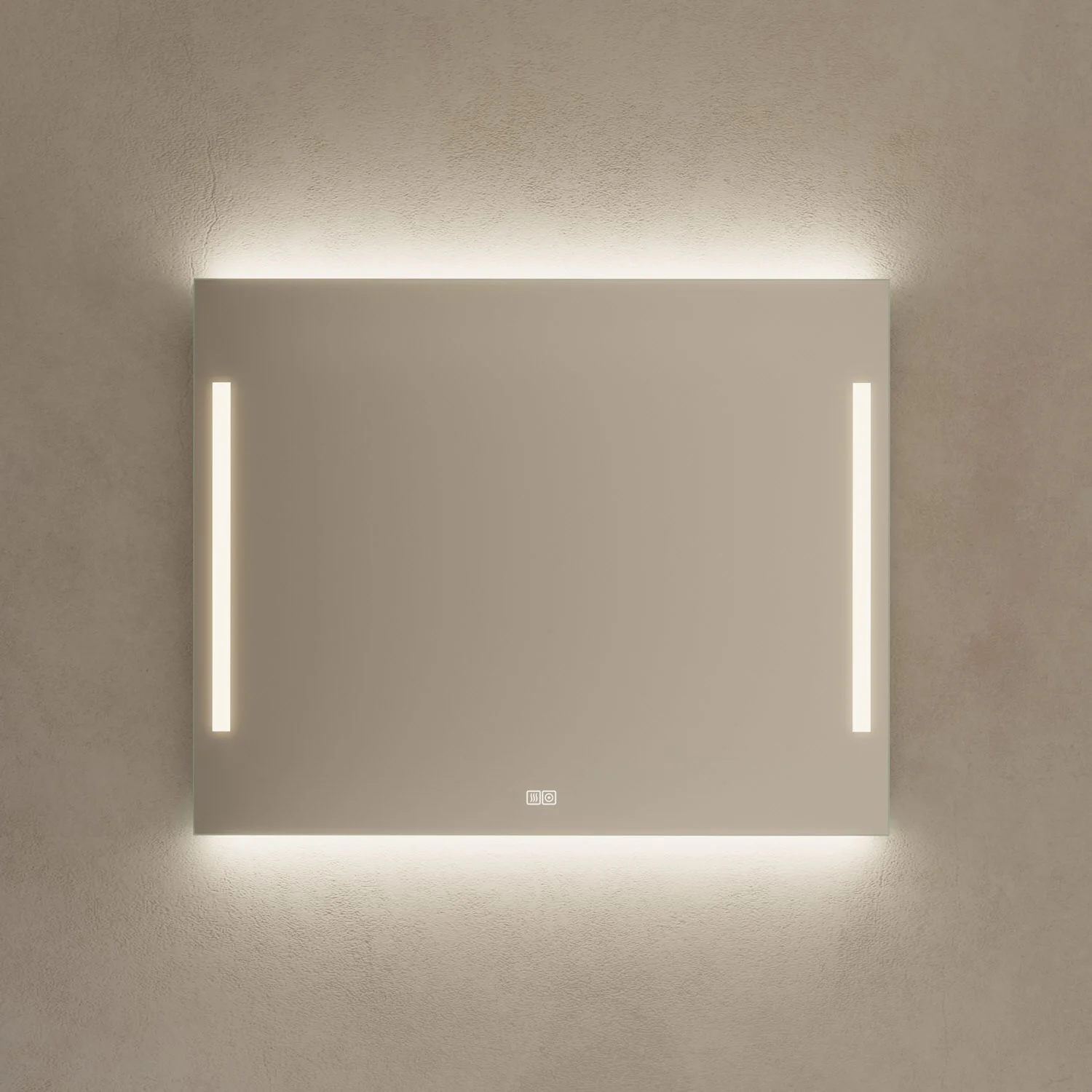 Kronenbach Sun Badspiegel 100 x 80 cm mit LED Seiten- und Hintergrundbeleuchtung