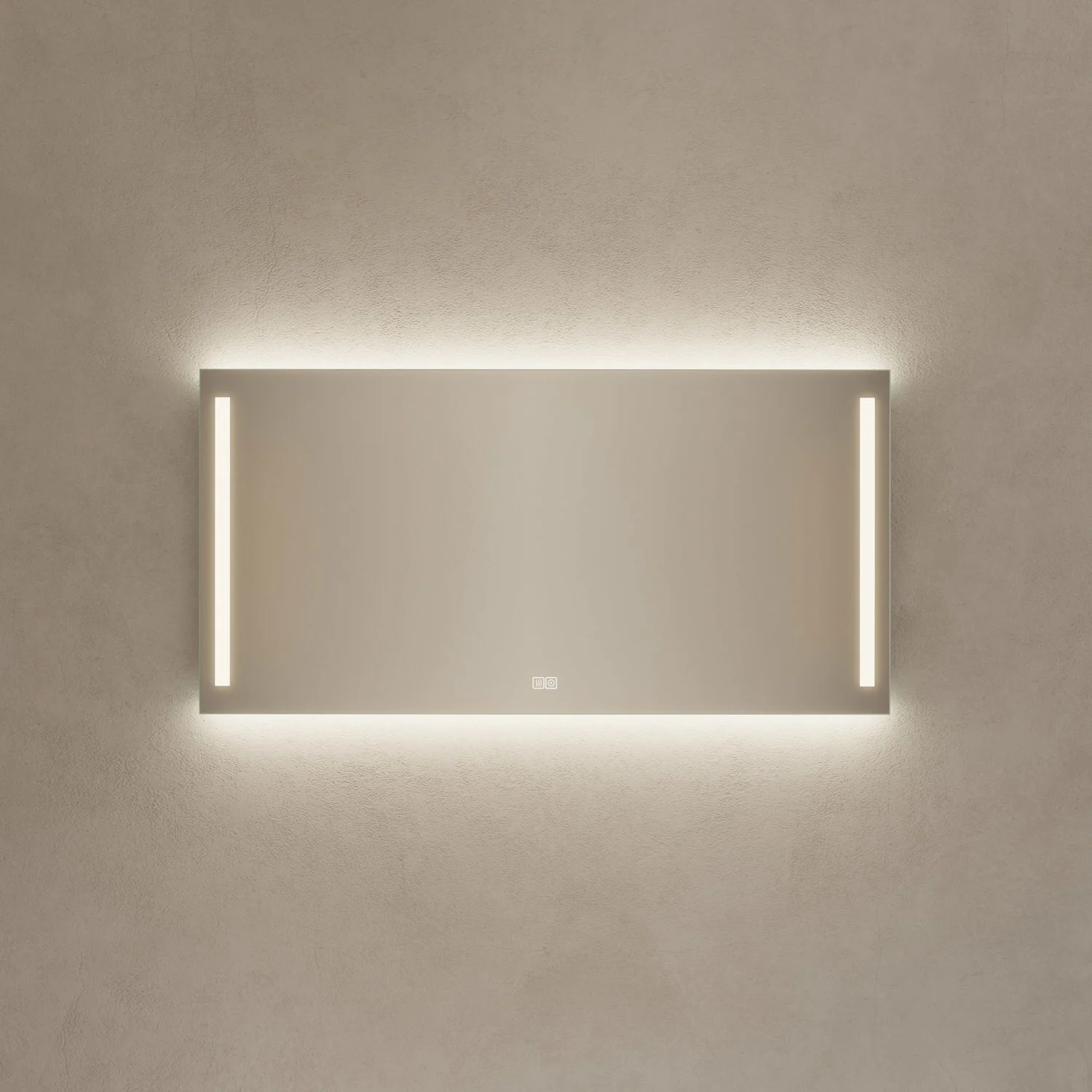 Kronenbach Sun Badspiegel 120 x 60 cm mit LED Seiten- und Hintergrundbeleuchtung für stilvolles Badezimmerambiente