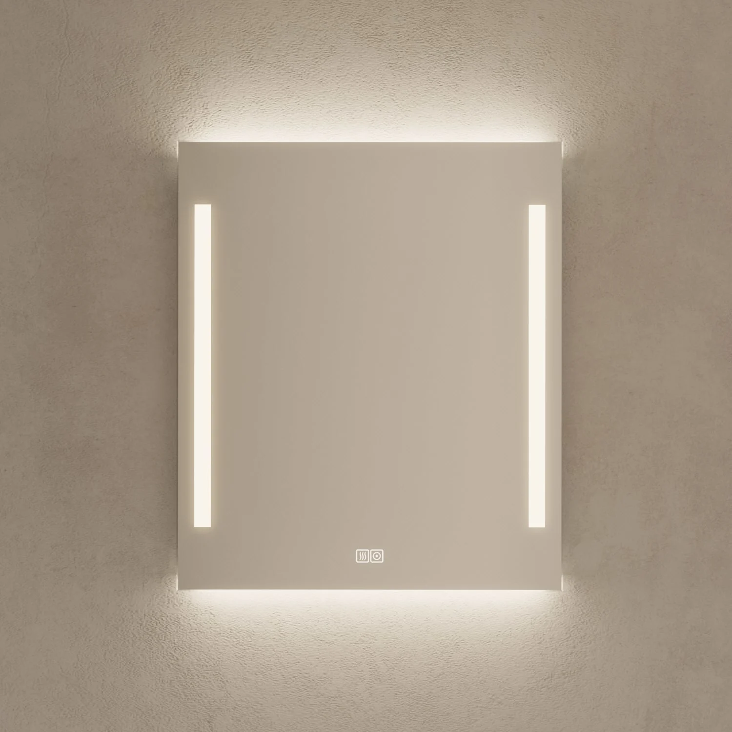 Kronenbach Sun Badspiegel 60 x 70 cm mit LED Seiten- und Hintergrundbeleuchtung