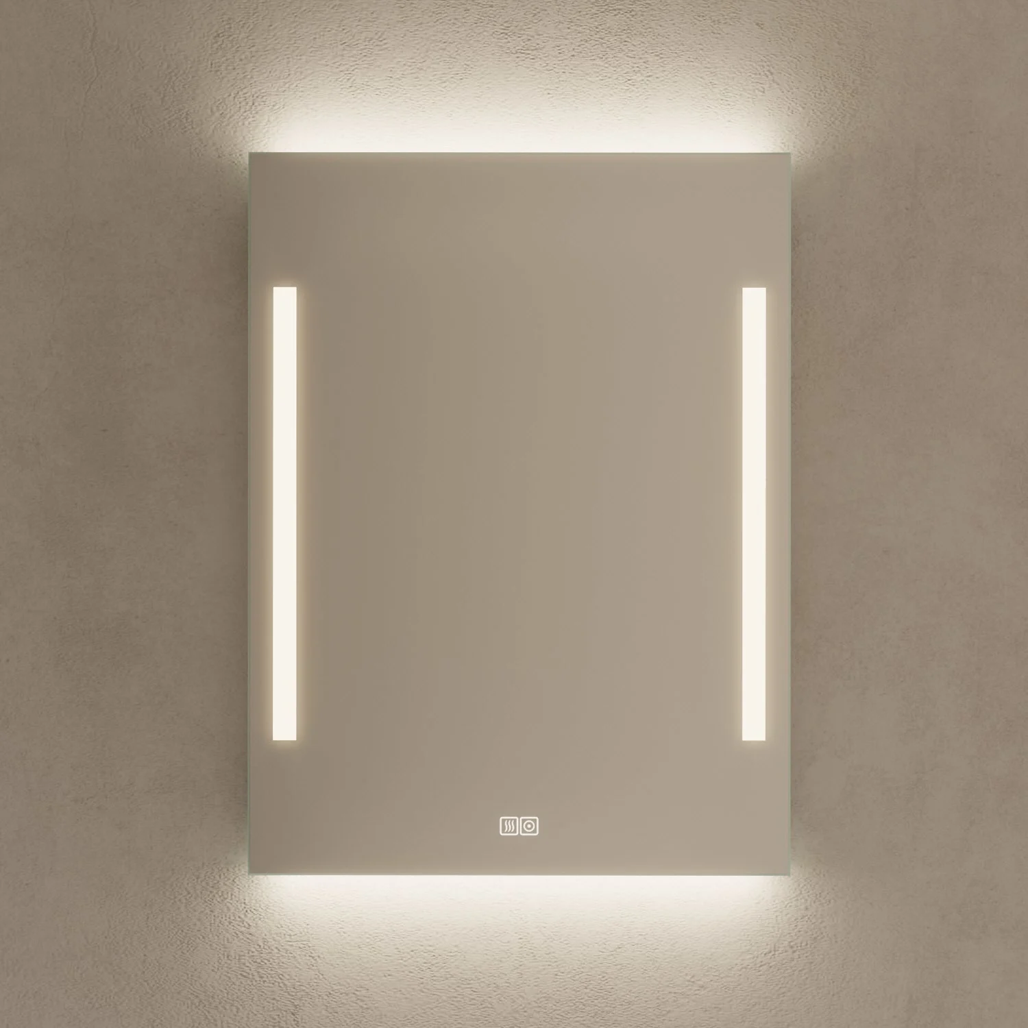 Kronenbach Sun Badspiegel 60 x 80 cm mit LED Seiten- und Hintergrundbeleuchtung