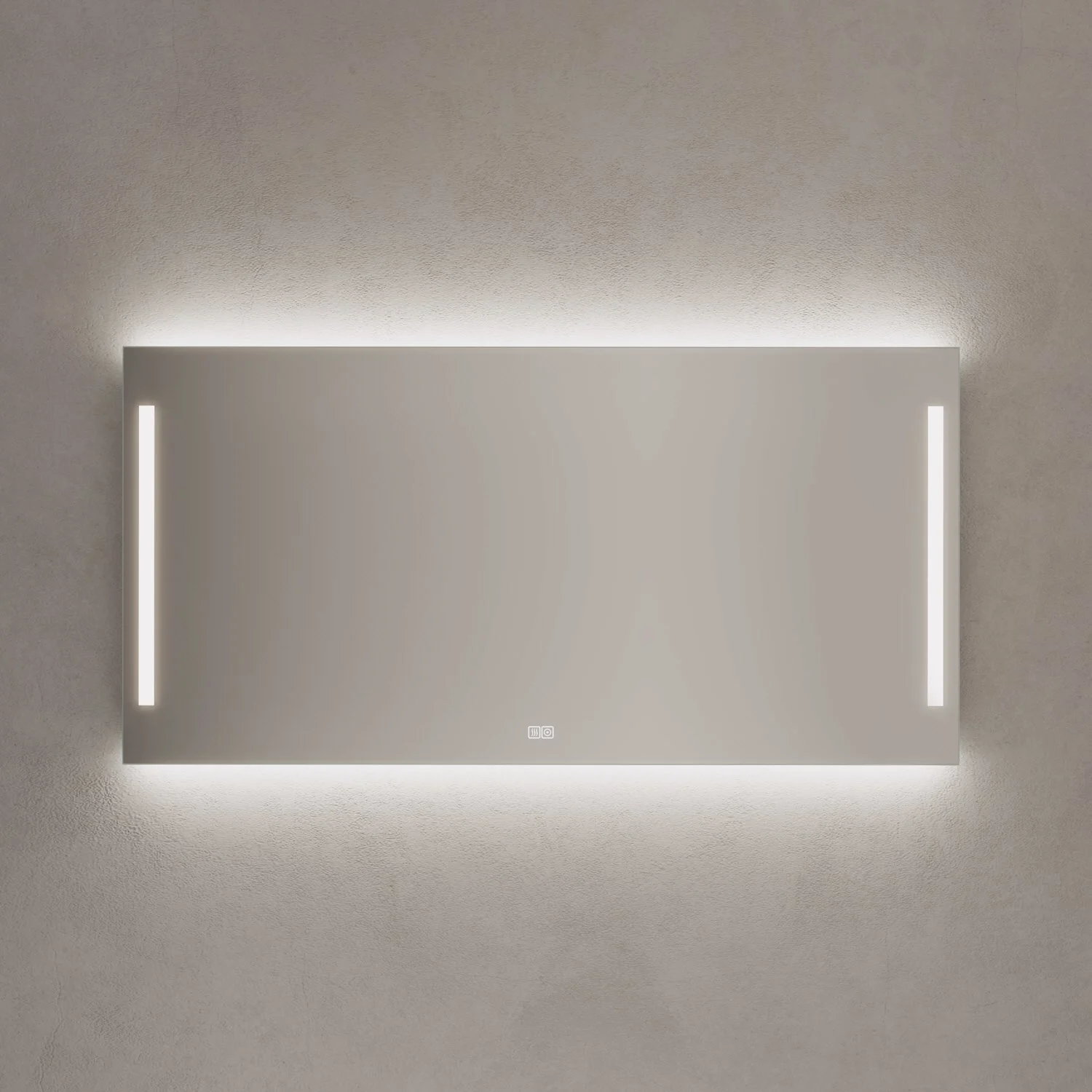 Kronenbach Sun Badspiegel 140 x 70 cm mit LED Seiten- und Hintergrundbeleuchtung für stilvolles Badezimmer-Ambiente