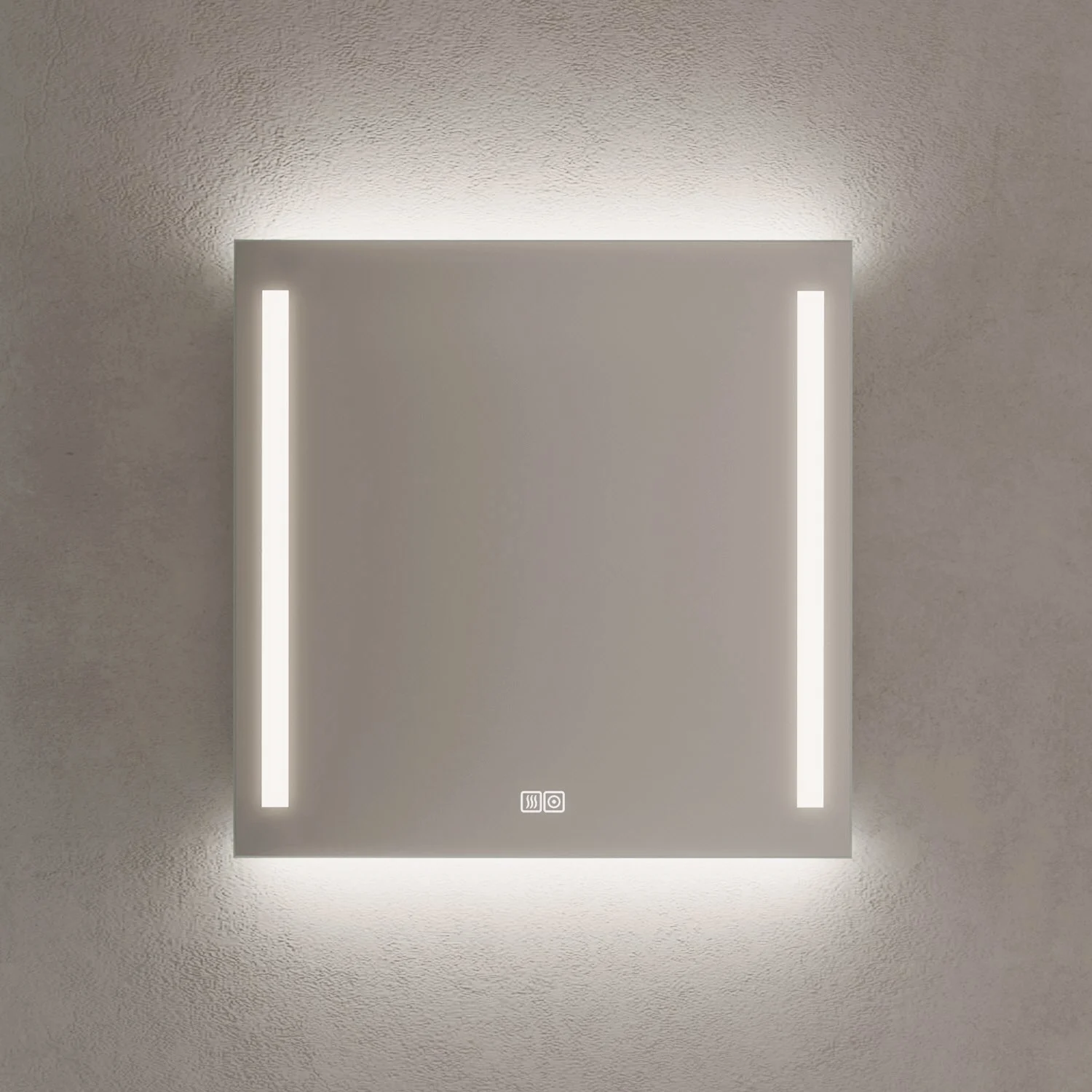 Kronenbach Sun Badspiegel 60 x 60 cm mit LED Seiten- und Hintergrundbeleuchtung