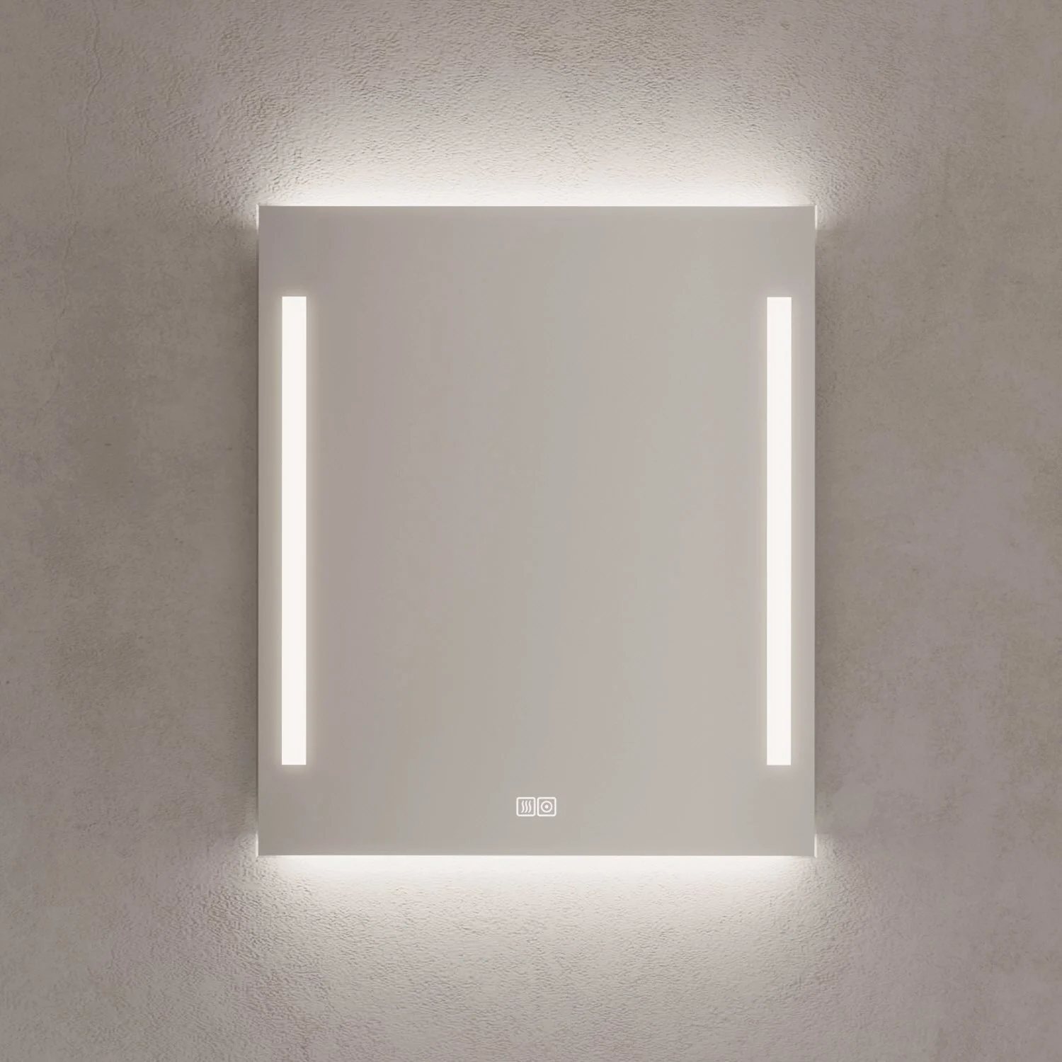 Kronenbach Sun Badspiegel 60 x 70 cm mit LED Seiten- und Hintergrundbeleuchtung