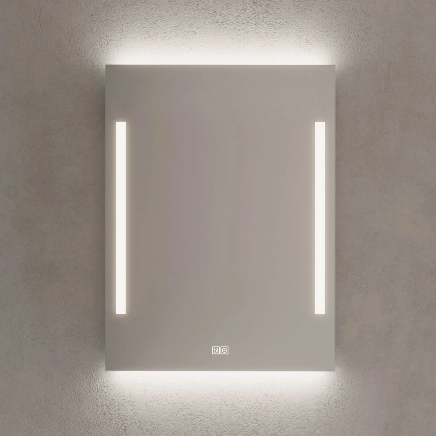 Kronenbach Sun Badspiegel 60 x 80 cm mit LED Seiten- und Hintergrundbeleuchtung