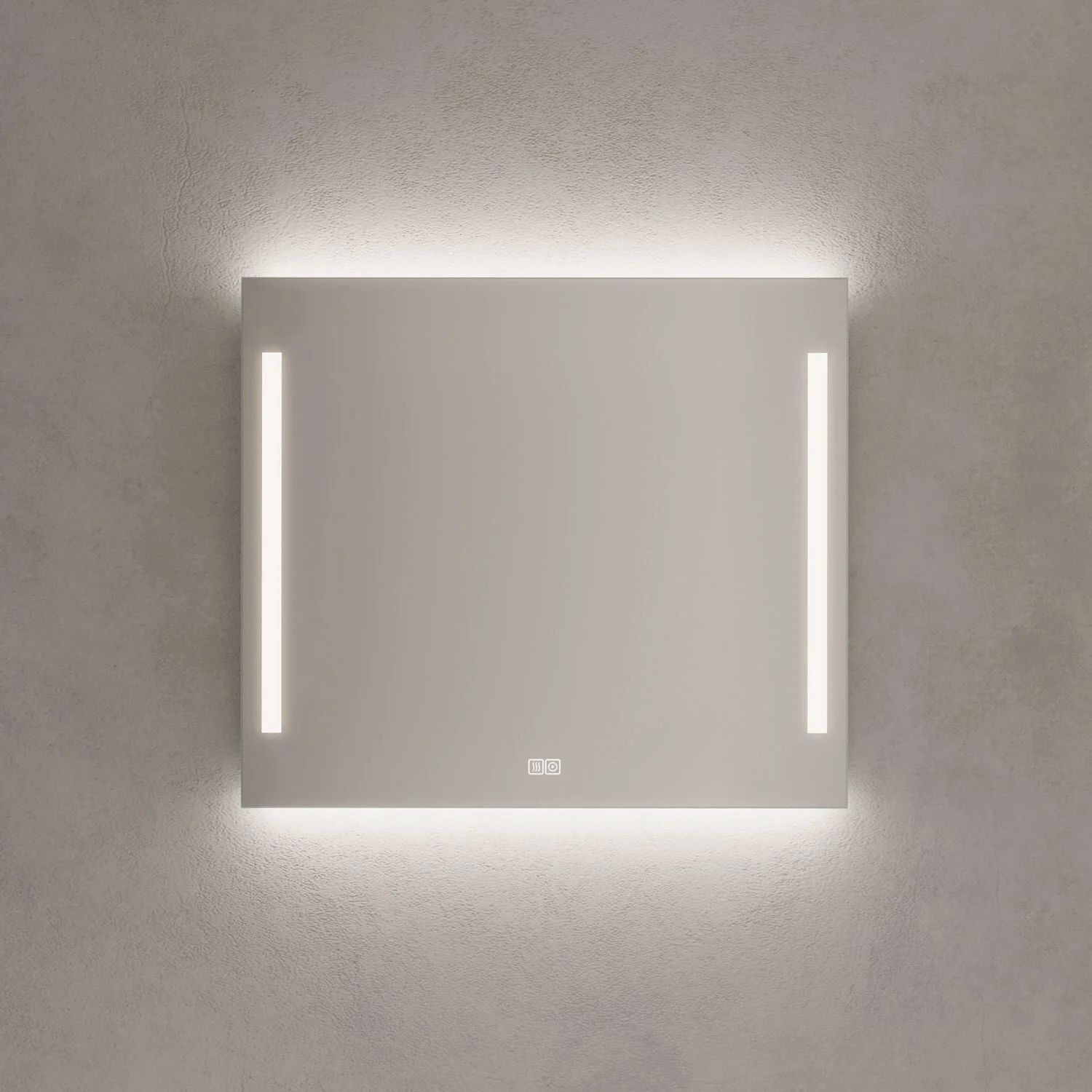 Kronenbach Sun Badspiegel 80 x 70 cm mit LED Seiten- und Hintergrundbeleuchtung fürs moderne Bad