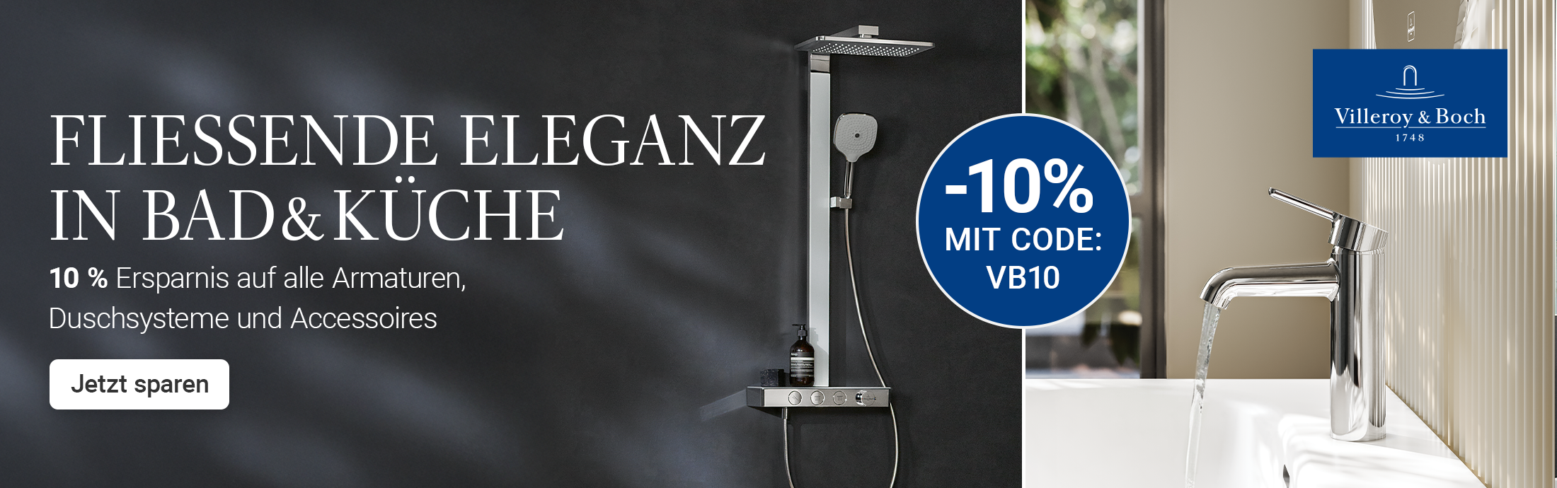 10 Prozent Rabatt auf ausgewählte Villeroy und Boch Produkte mit dem Gutscheincode VB10