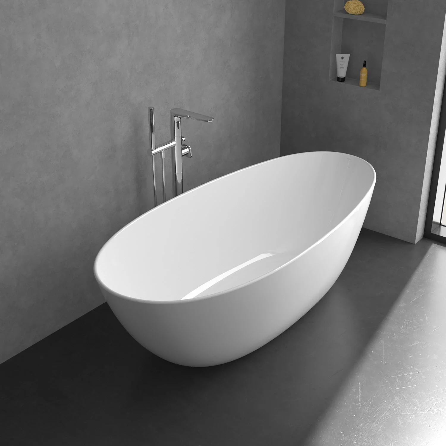 Biała wanna z baterią w nowoczesnej łazience, Villeroy & Boch