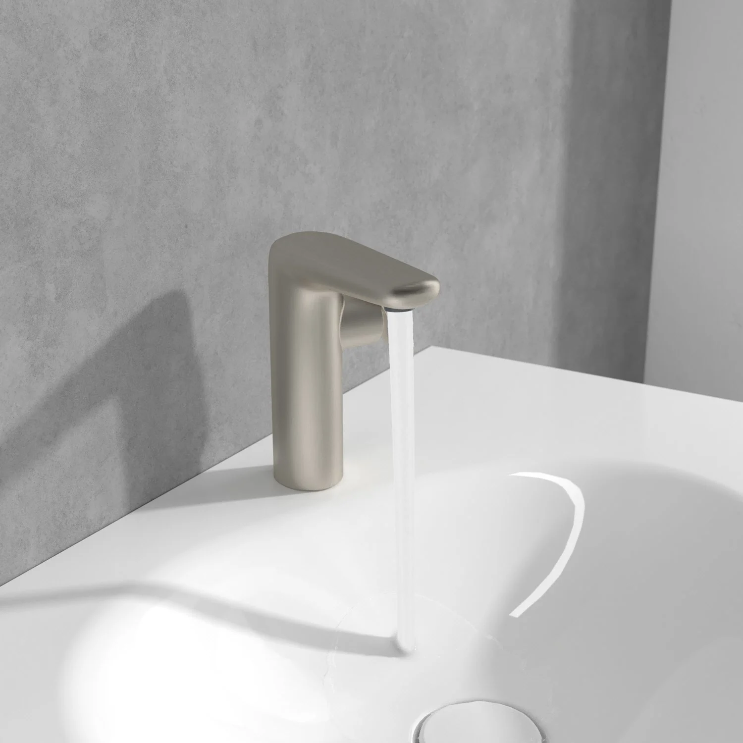 Niklowana bateria z strumieniem wody z bliska, Villeroy & Boch