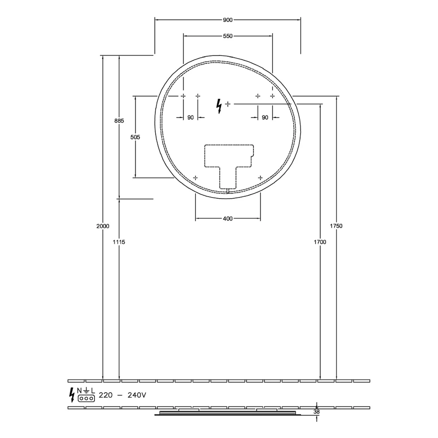 Villeroy & Boch Antao Lichtspiegel 90 x 88,5 cm Bild 5