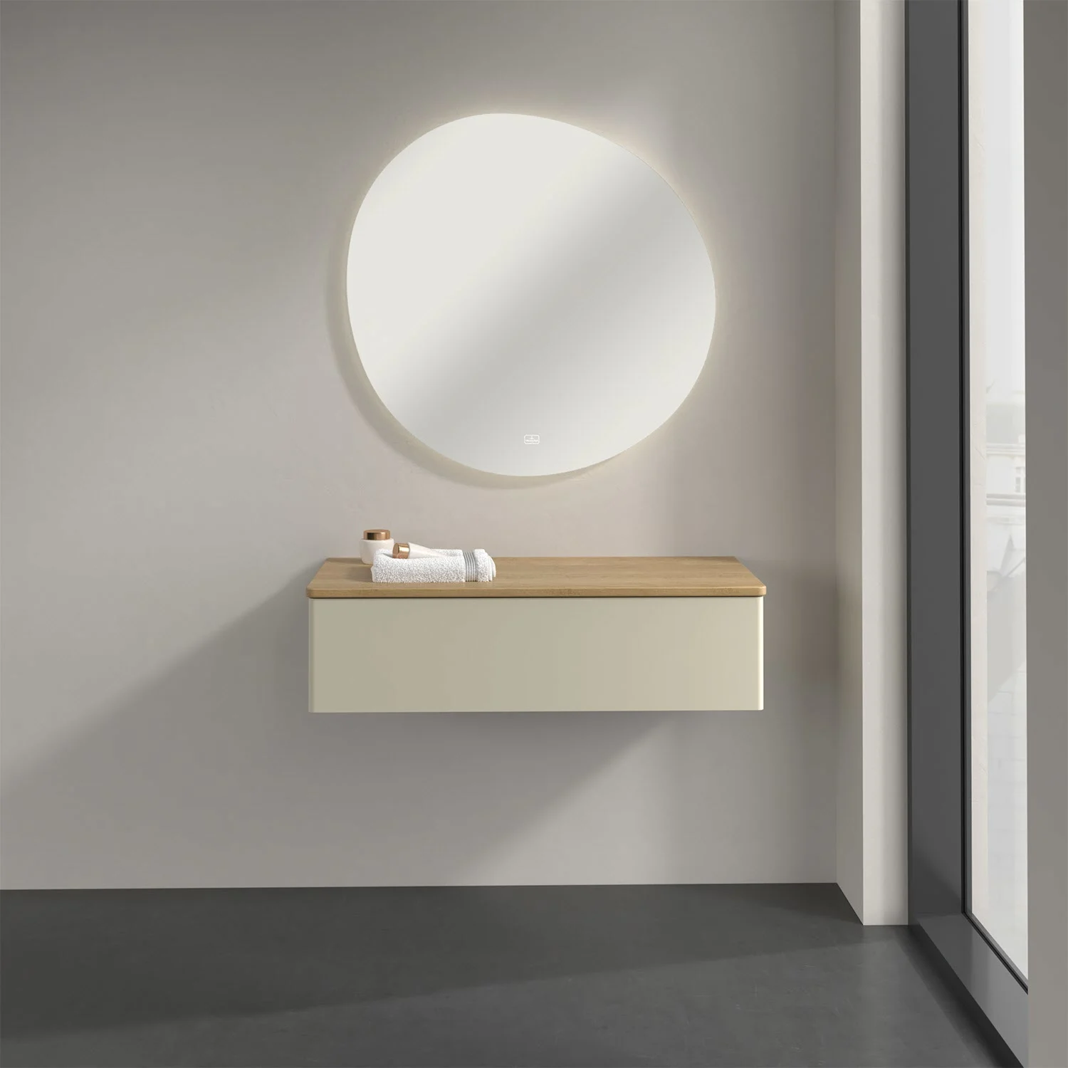 Meble łazienkowe z okrągłym lustrem w nowoczesnym stylu, Villeroy & Boch
