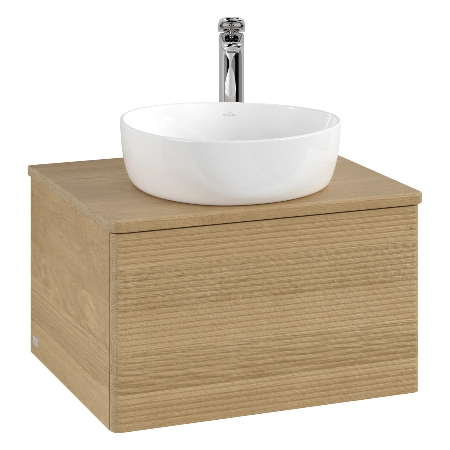 Umywalka w drewnianym wyglądzie z dopasowaną powierzchnią, Villeroy & Boch