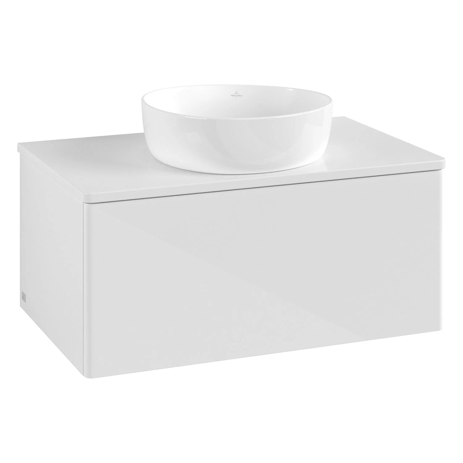 Biała umywalka z białą umywalką nablatową widok z przodu, Villeroy & Boch